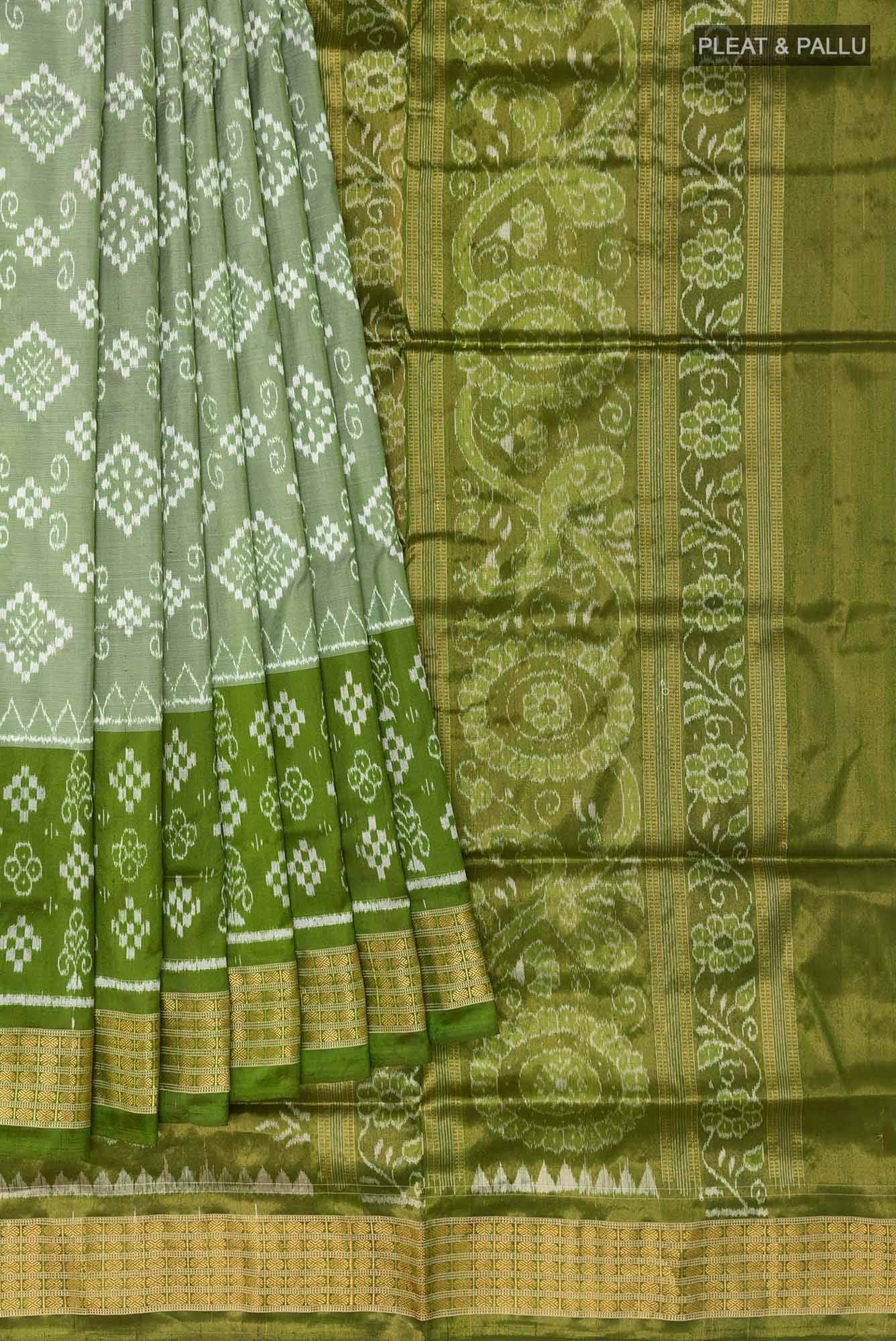 Pista Green Orissa Silk Saree