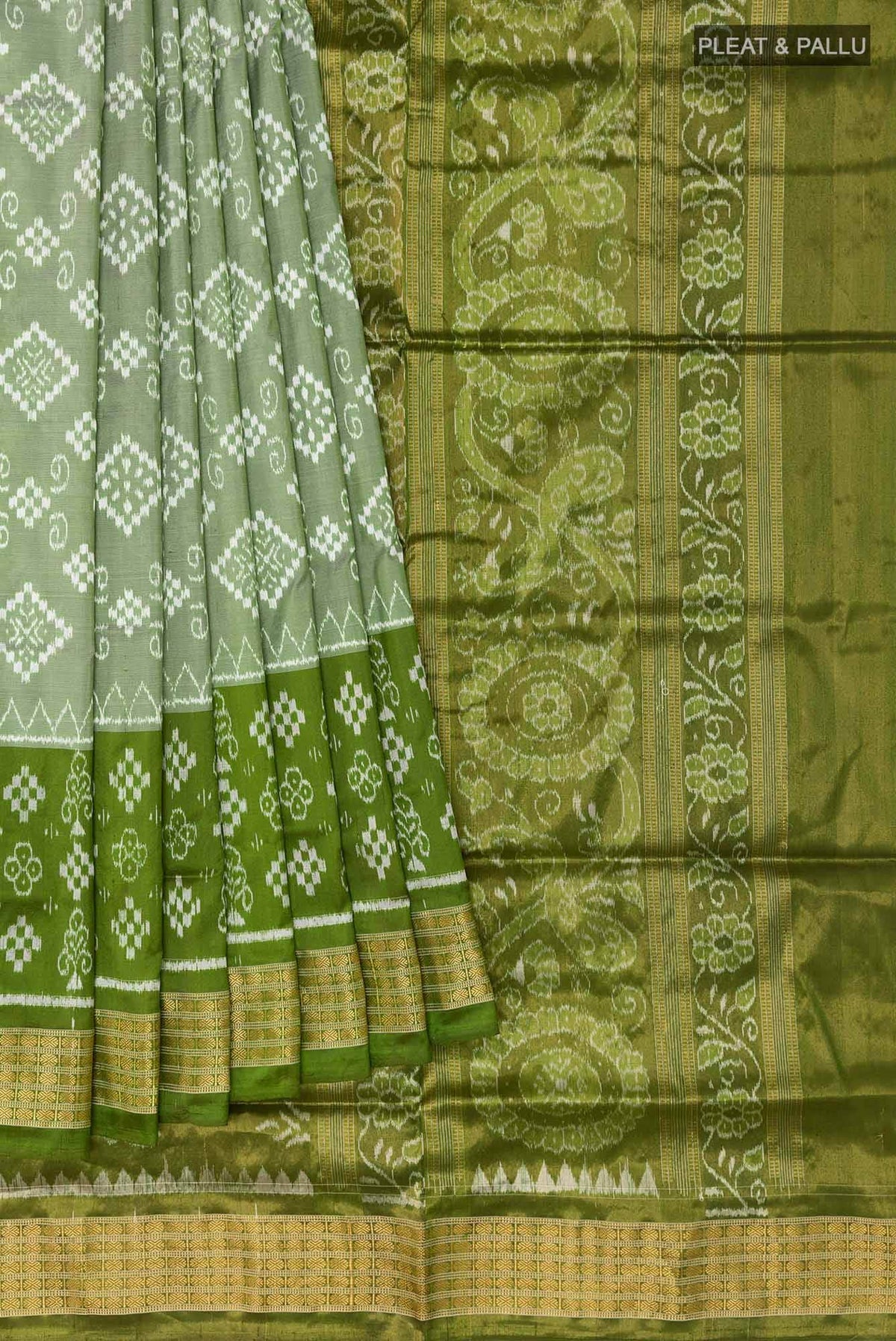 Pista Green Orissa Silk Saree