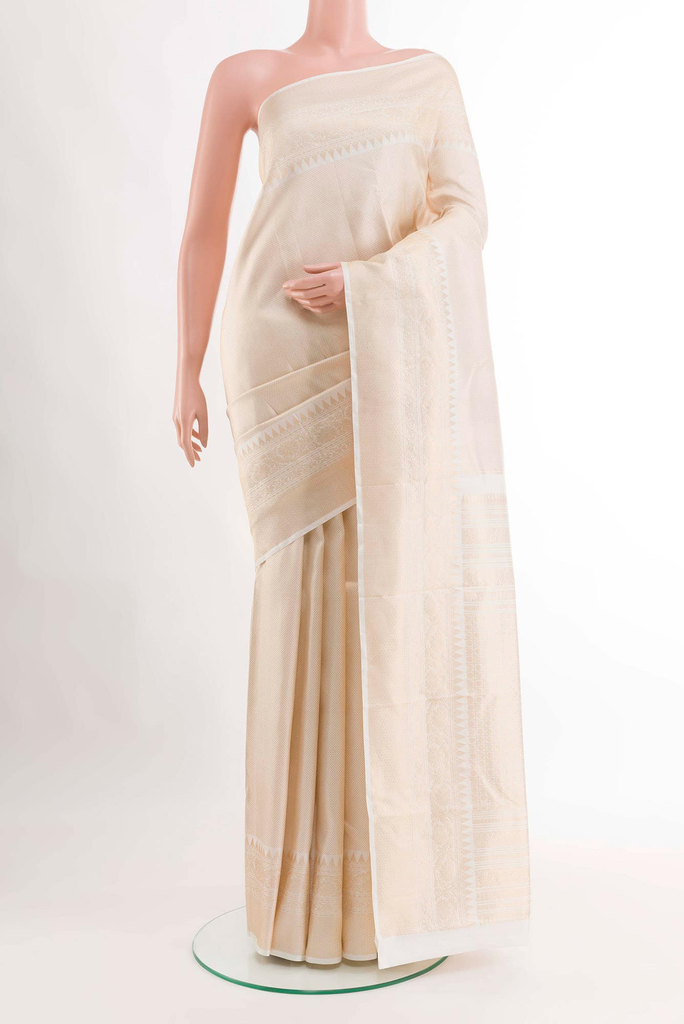 White Kanchipuram Silk Saree