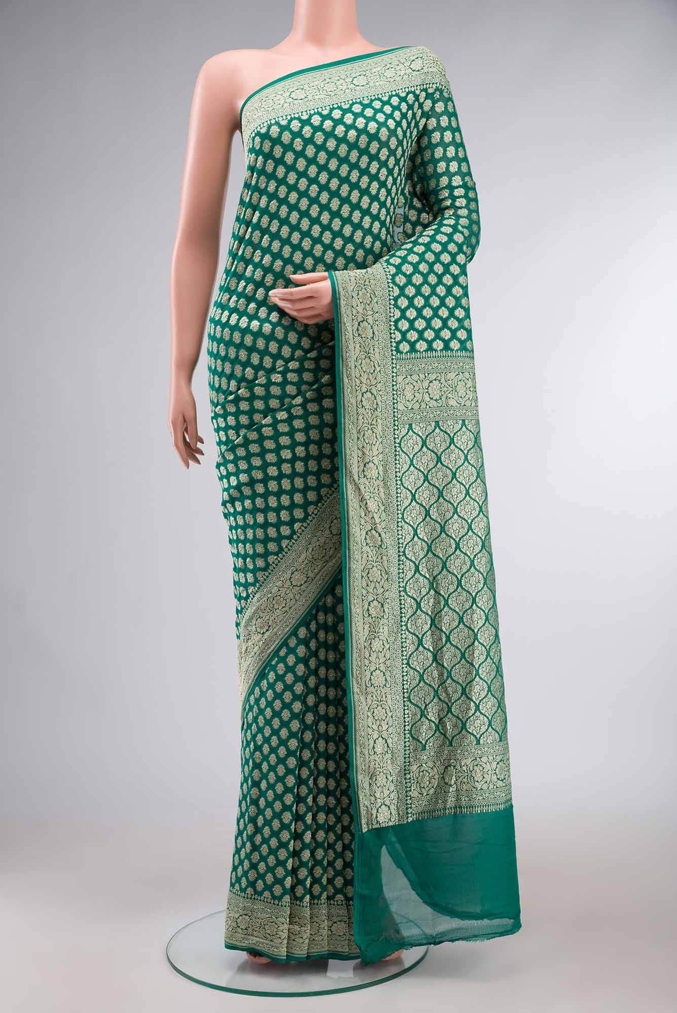 Green Banarasi Georgette Saree