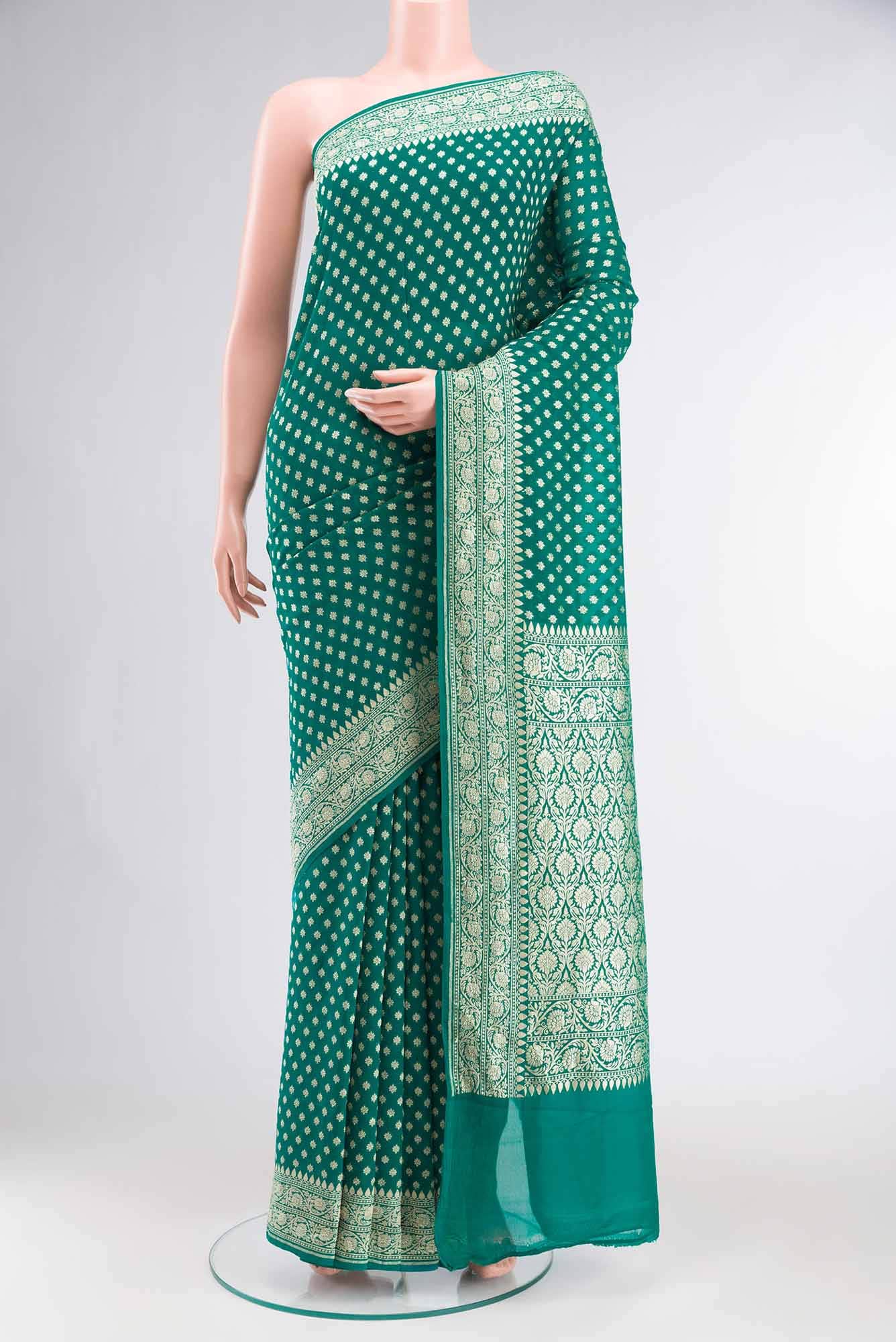 Green Banarasi Georgette Saree