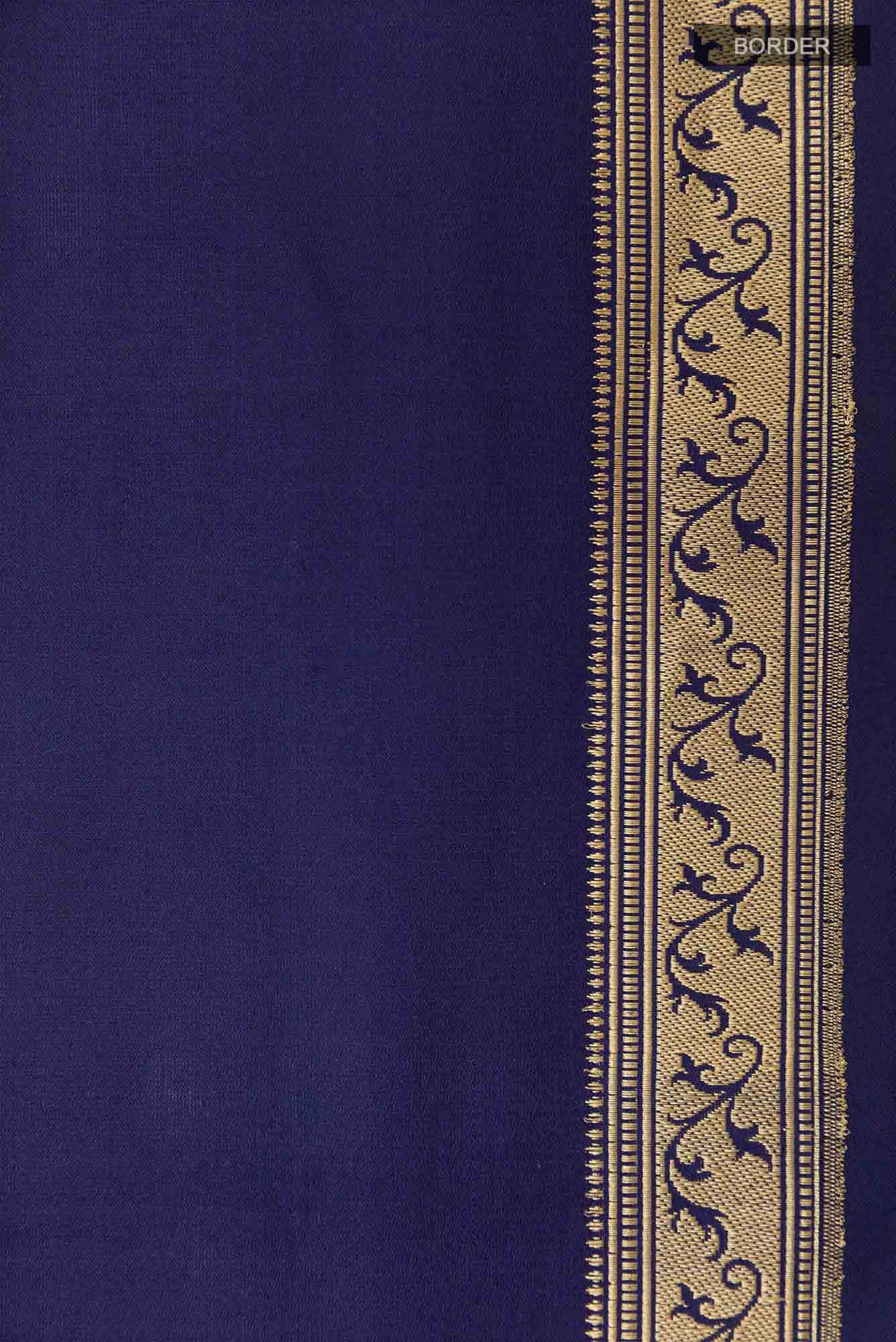 Dark Blue Banarasi Tanchoi Silk Saree