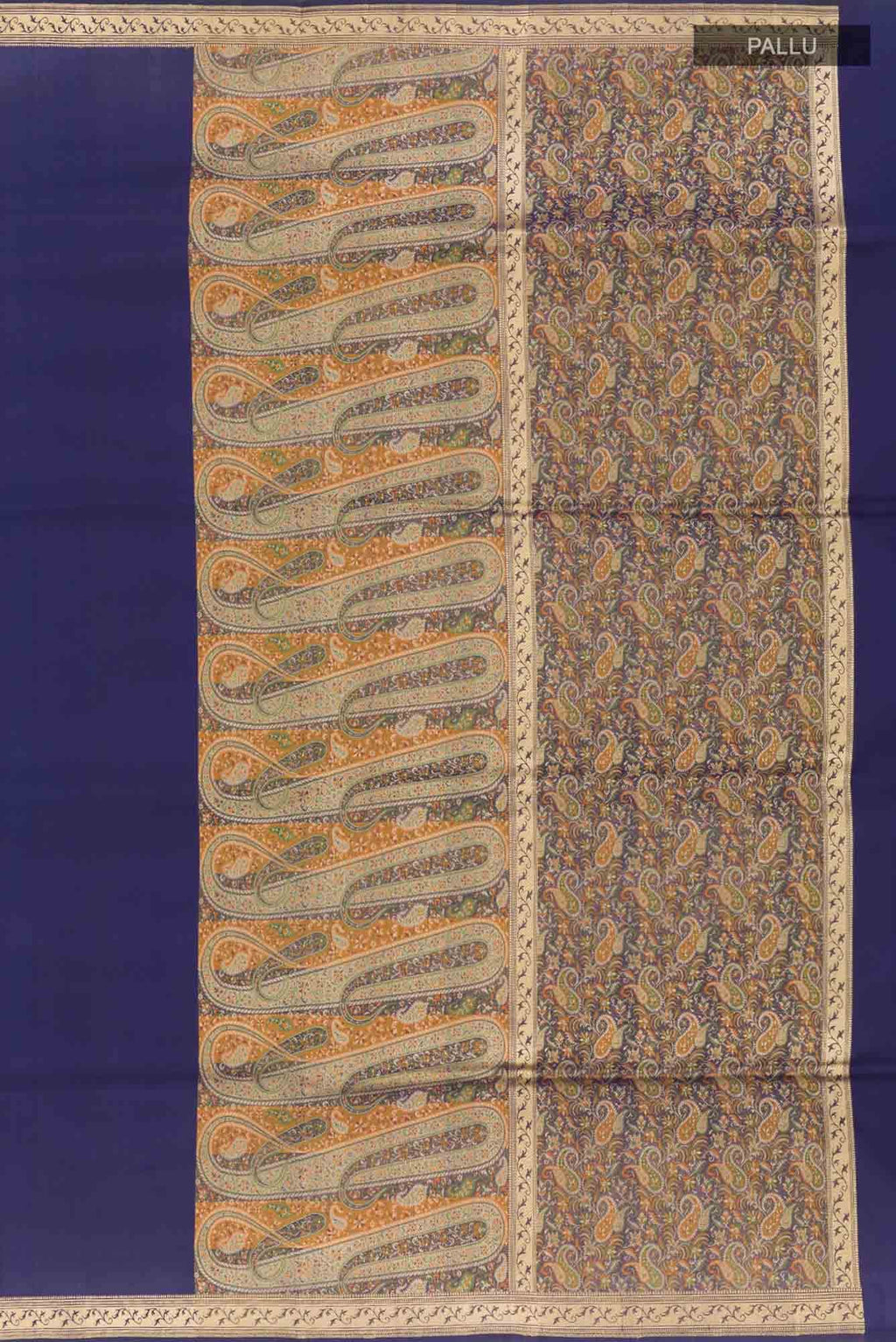 Dark Blue Banarasi Tanchoi Silk Saree