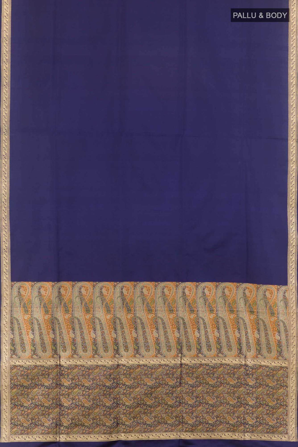 Dark Blue Banarasi Tanchoi Silk Saree