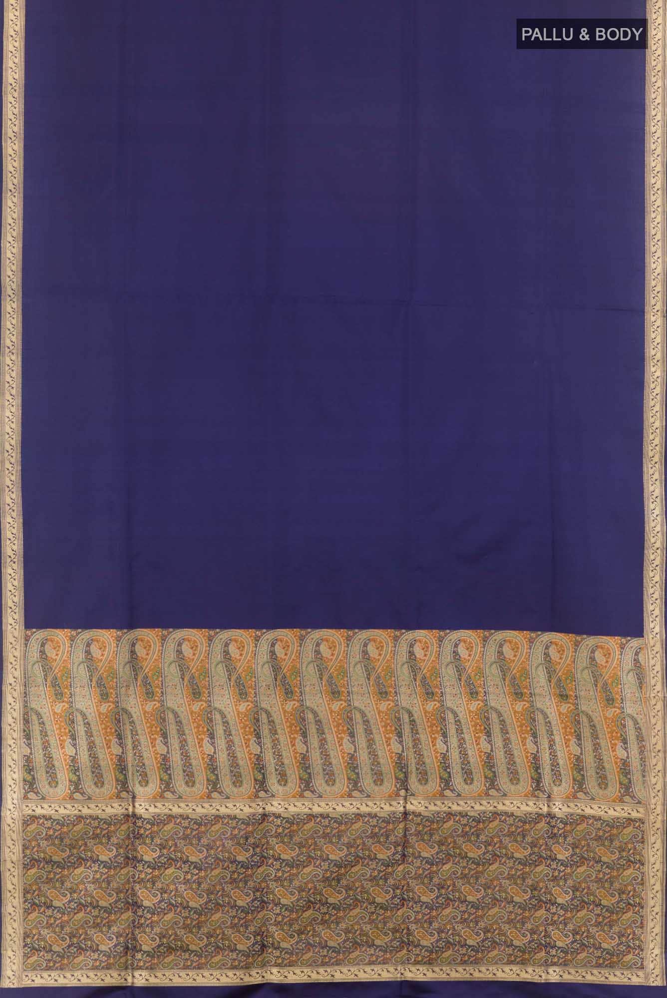 Dark Blue Banarasi Tanchoi Silk Saree