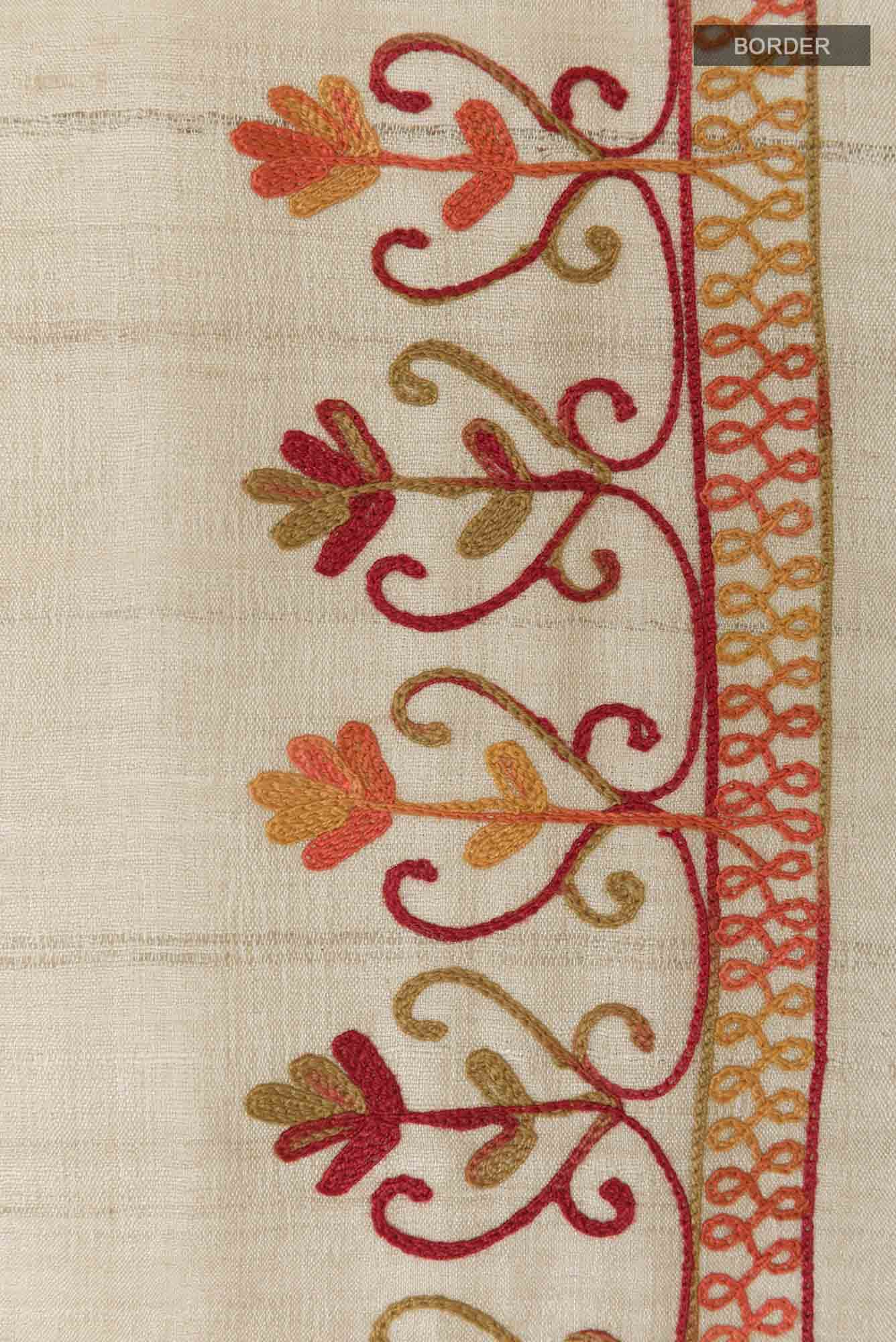 Beige Tussar Saree