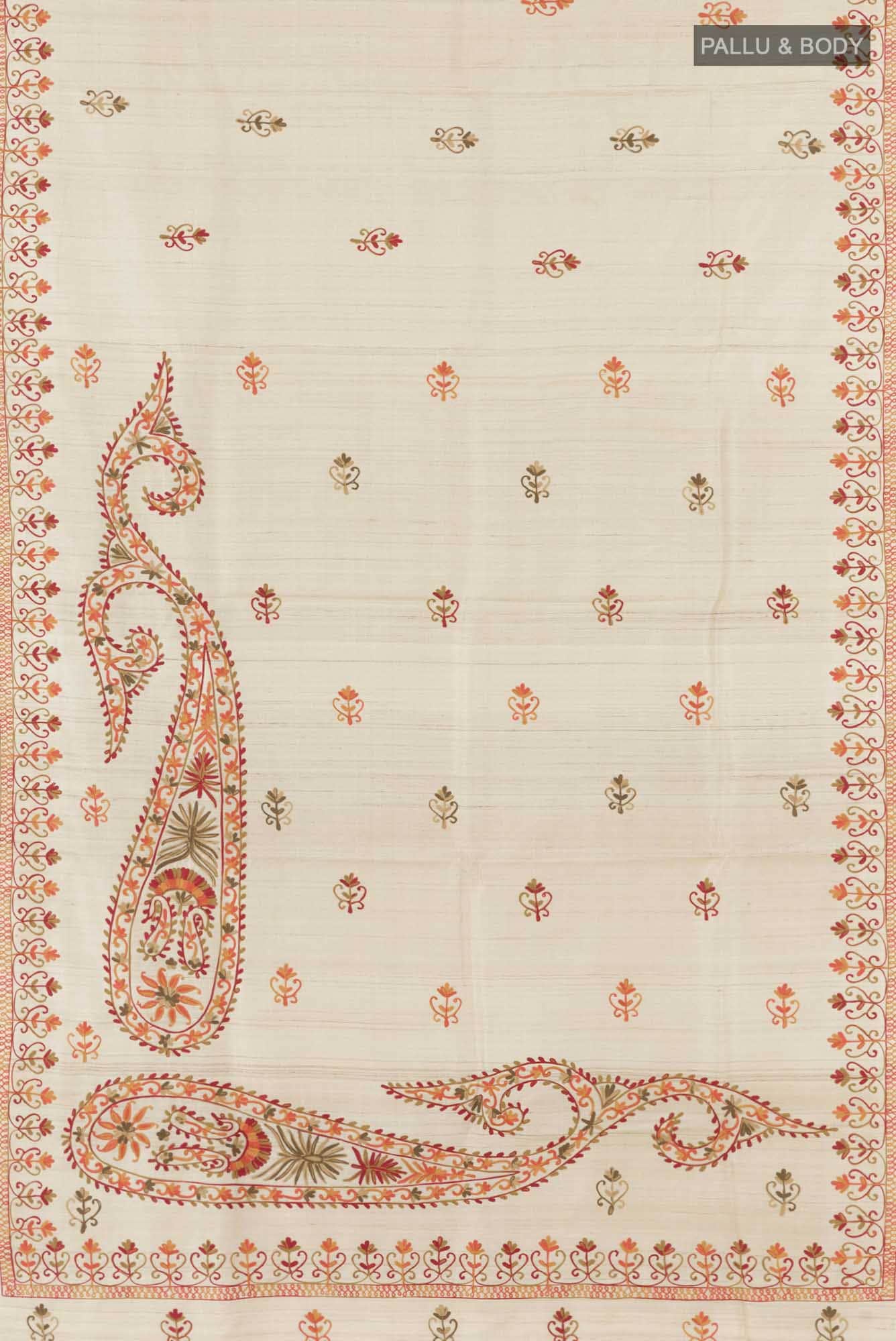 Beige Tussar Saree