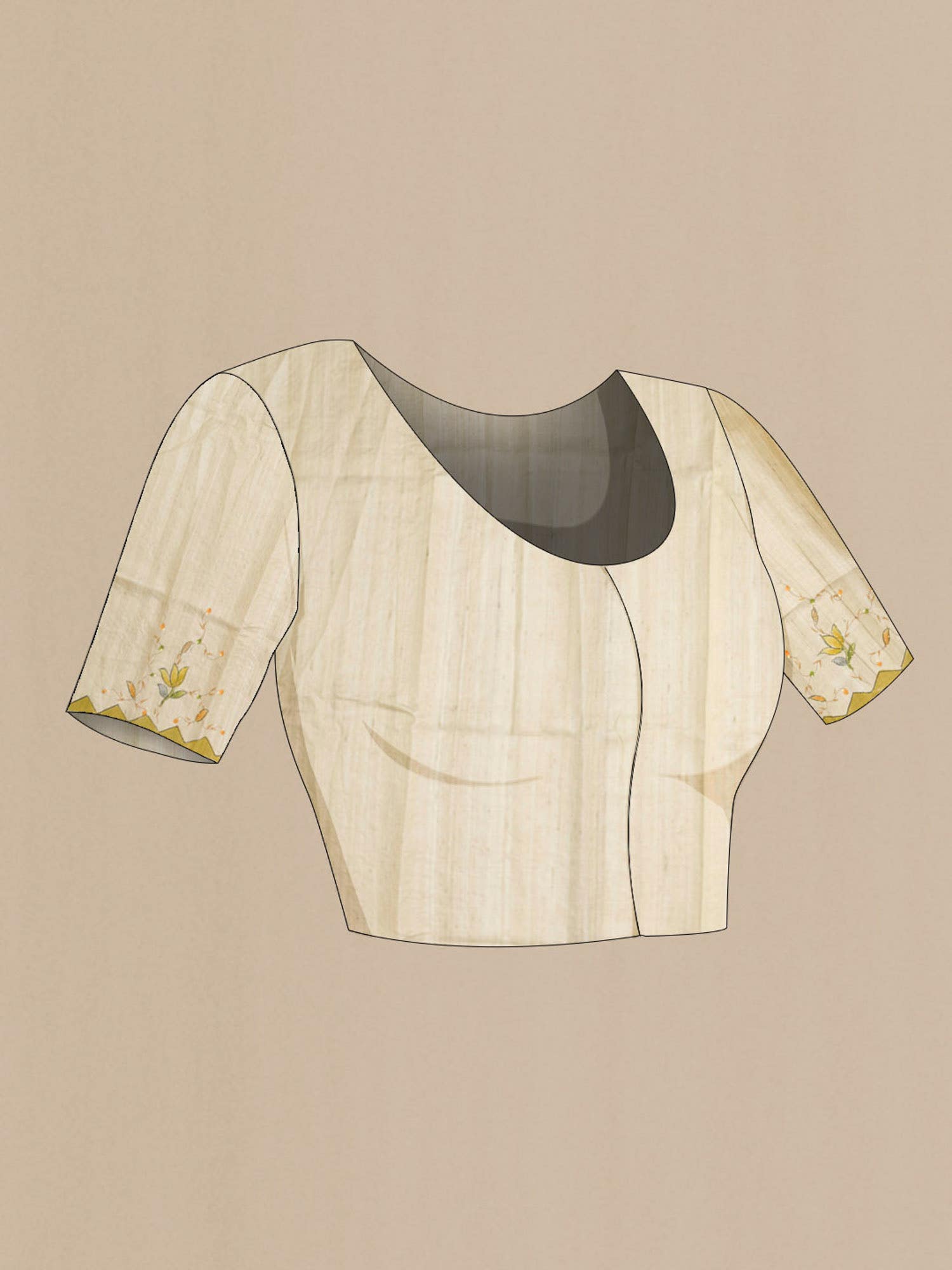 Beige Tussar Saree