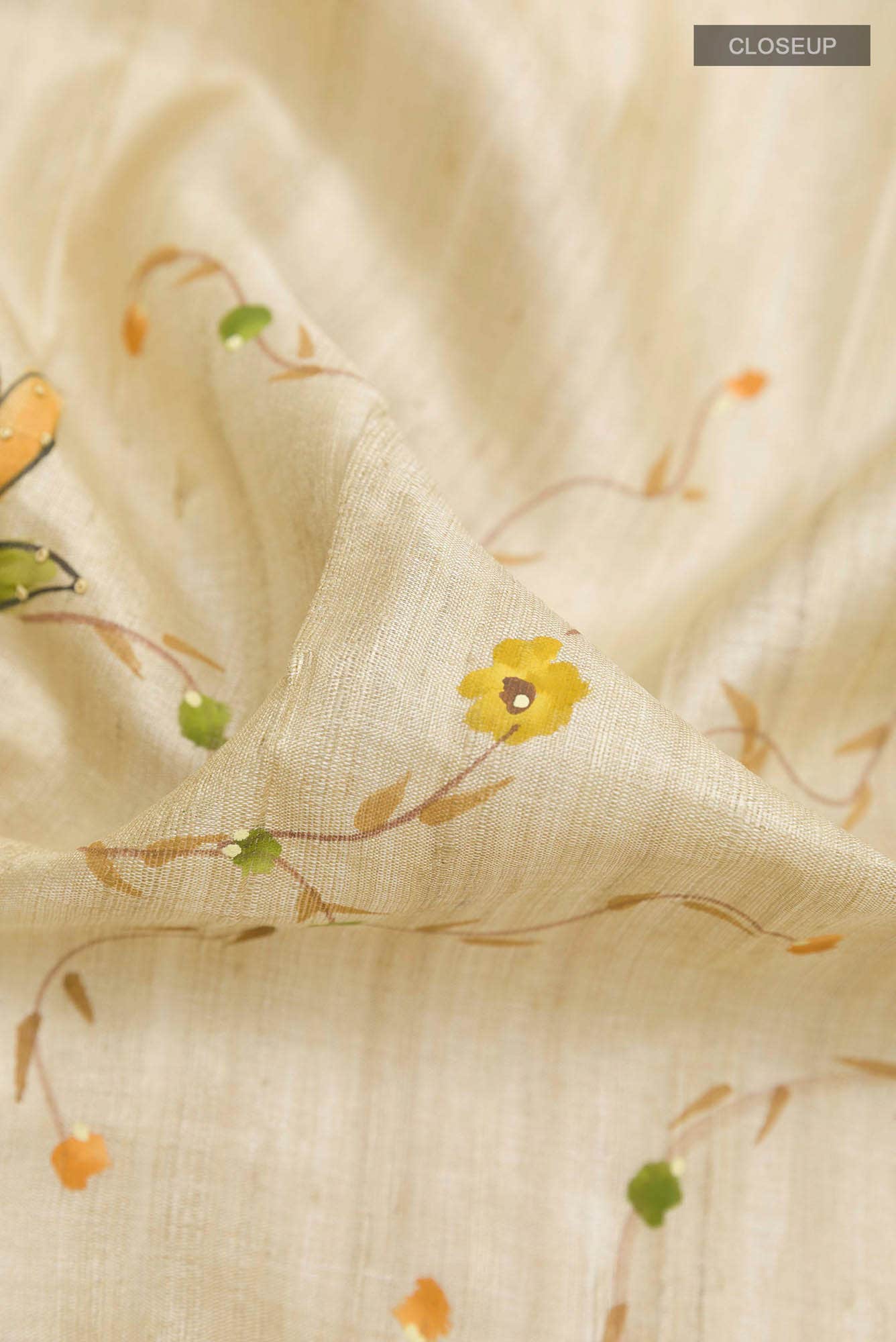 Beige Tussar Saree