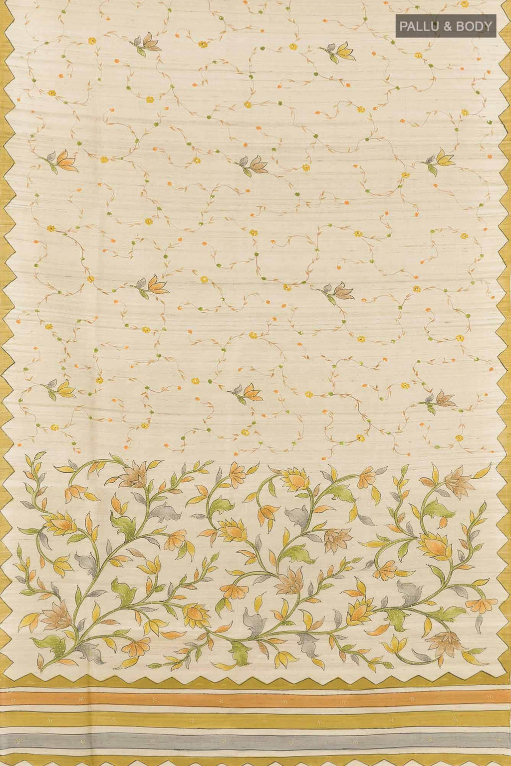 Beige Tussar Saree