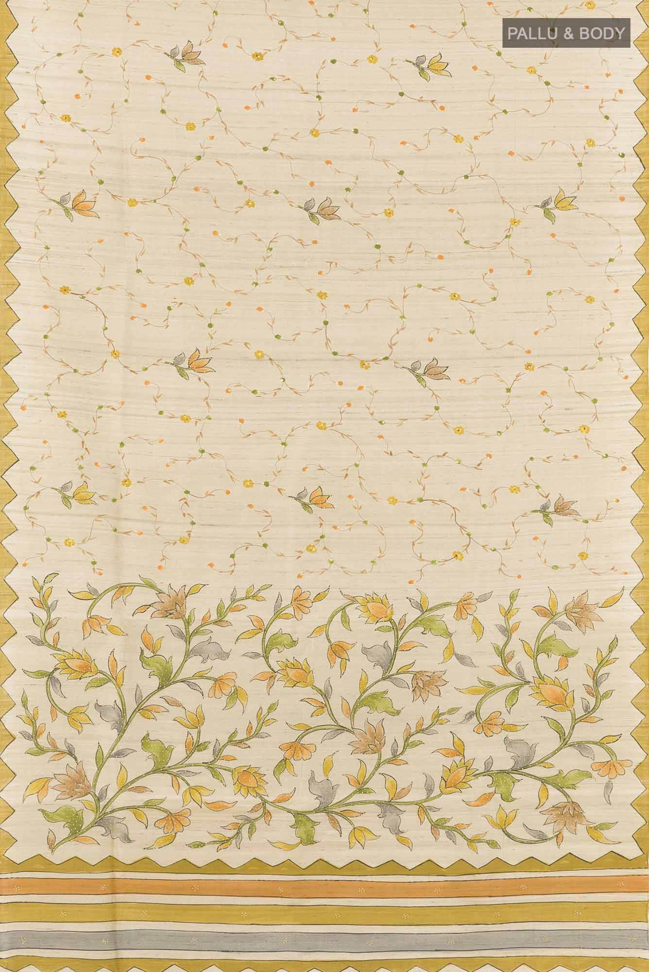 Beige Tussar Saree