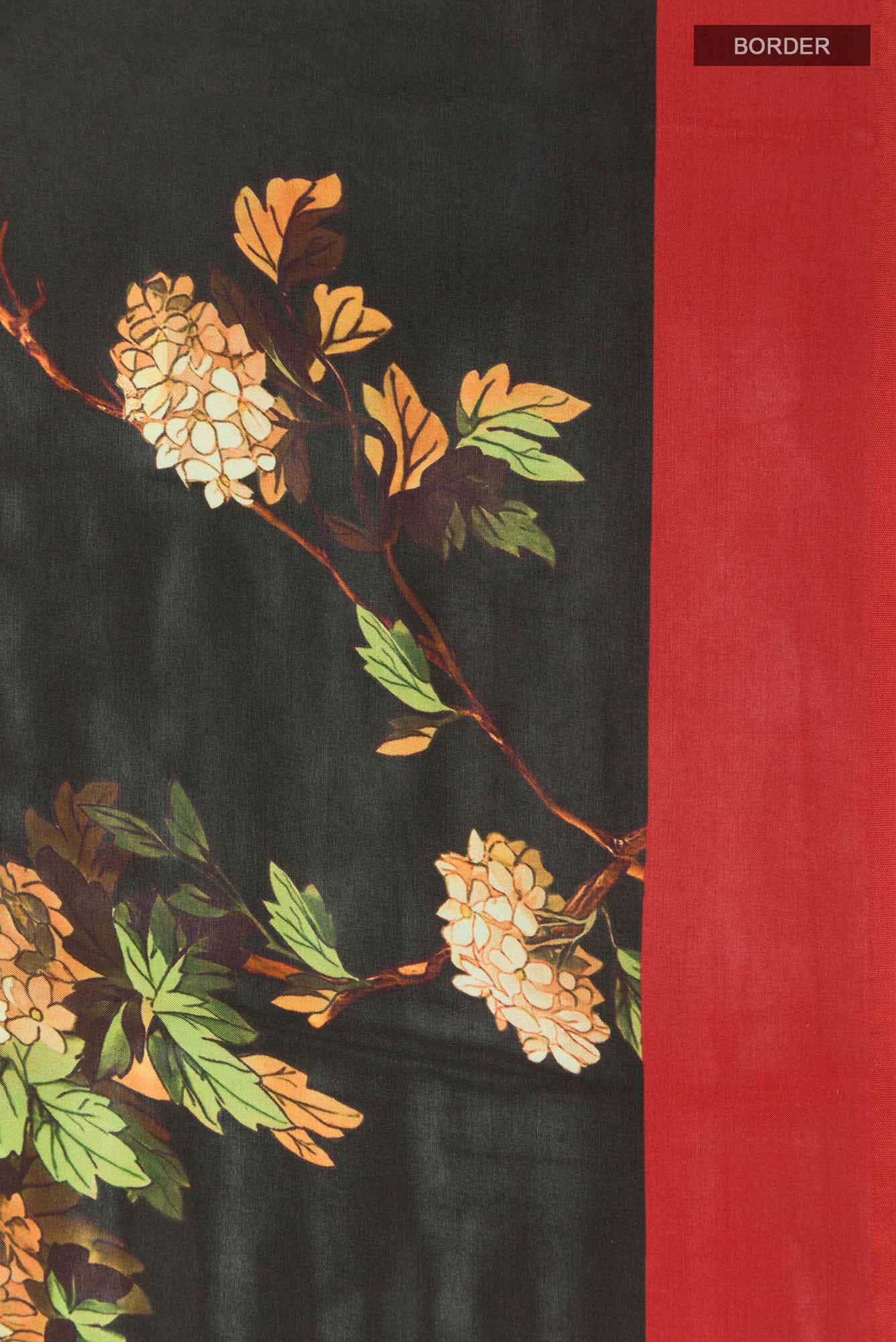 Black Printed Silk Saree