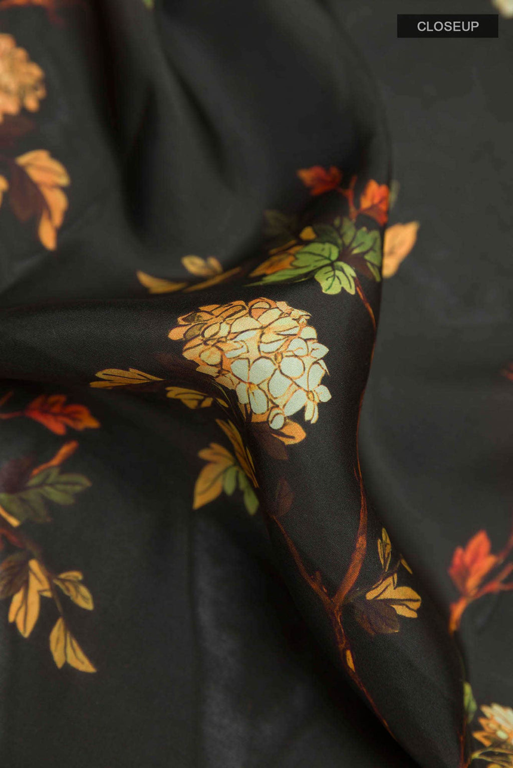 Black Printed Silk Saree