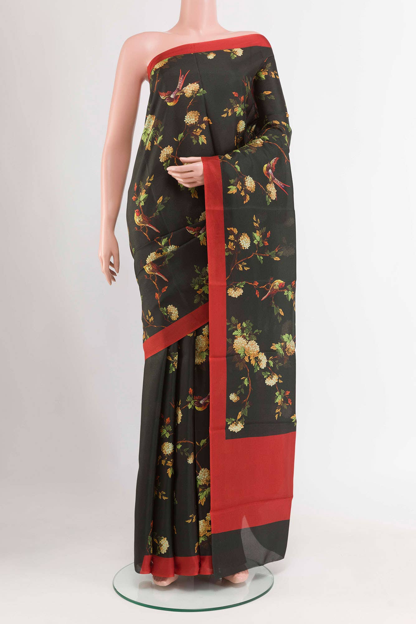 Black Printed Silk Saree