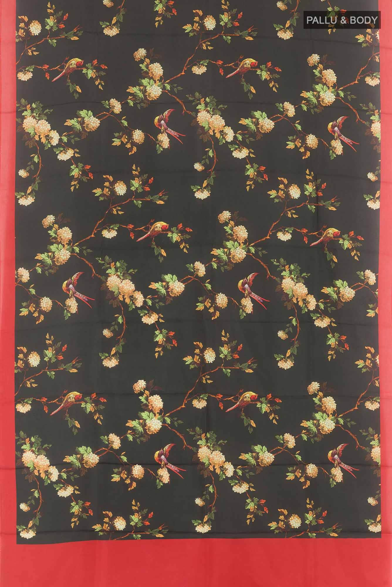 Black Printed Silk Saree