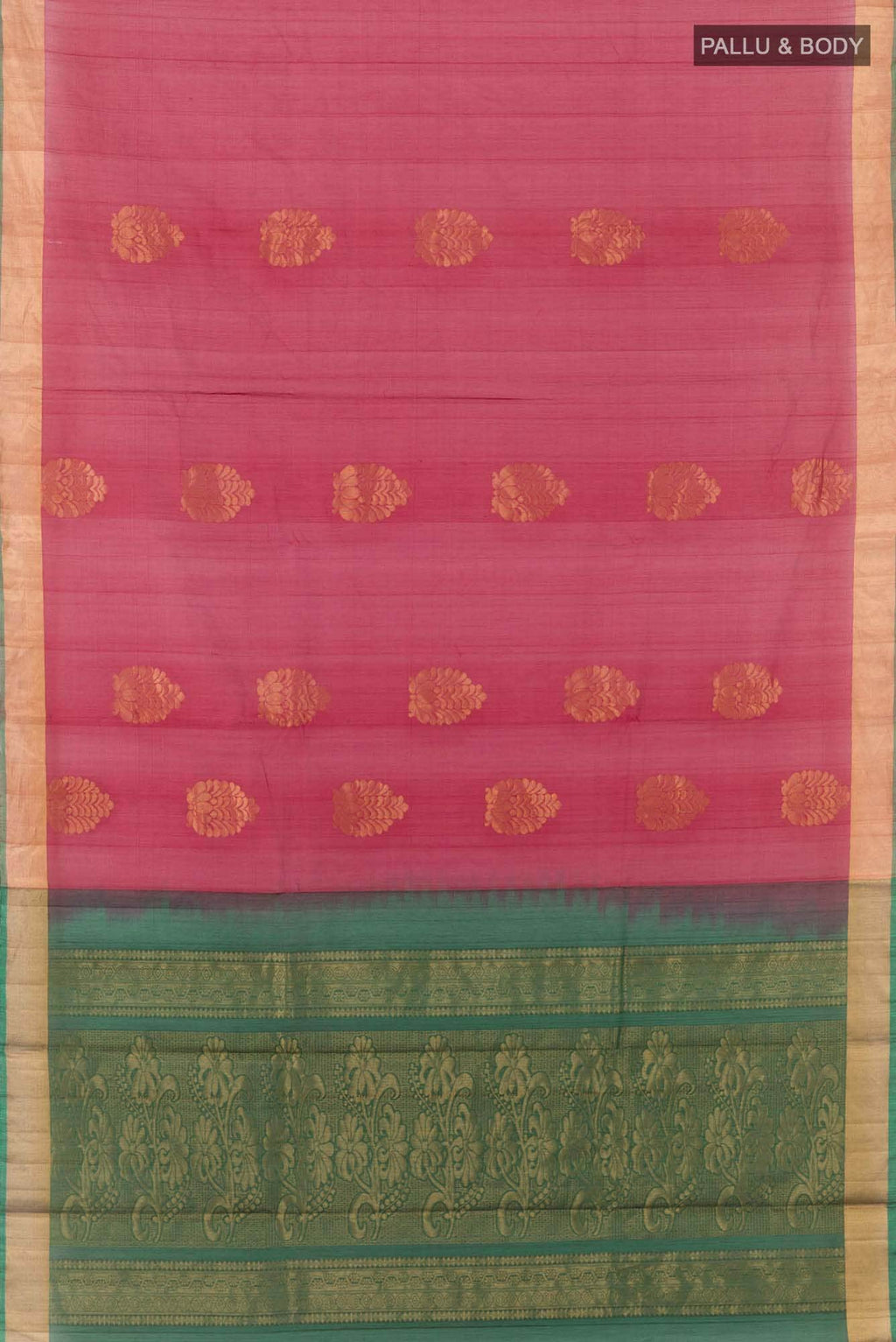 Maroon Blended Kora Cotton Saree