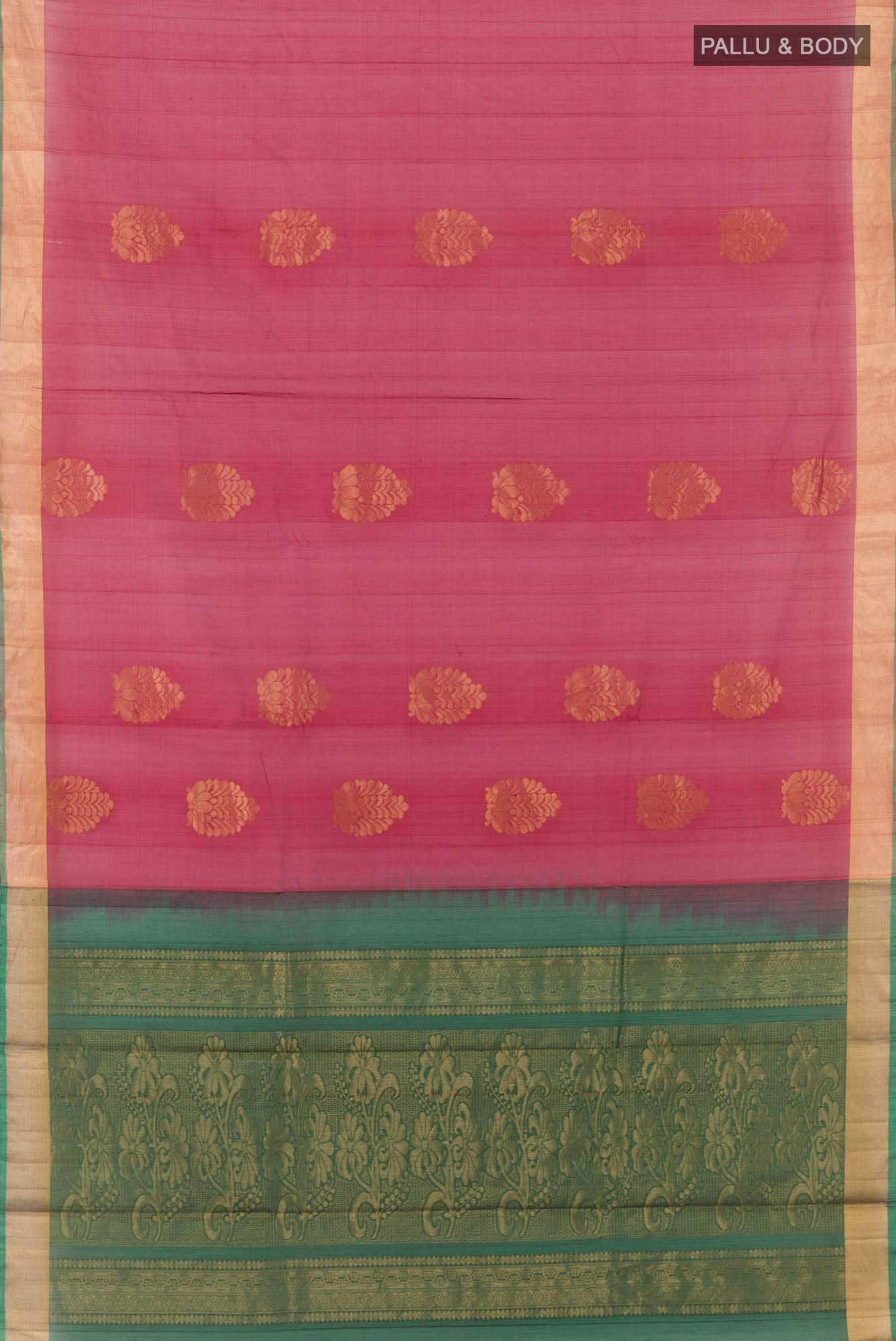 Maroon Blended Kora Cotton Saree