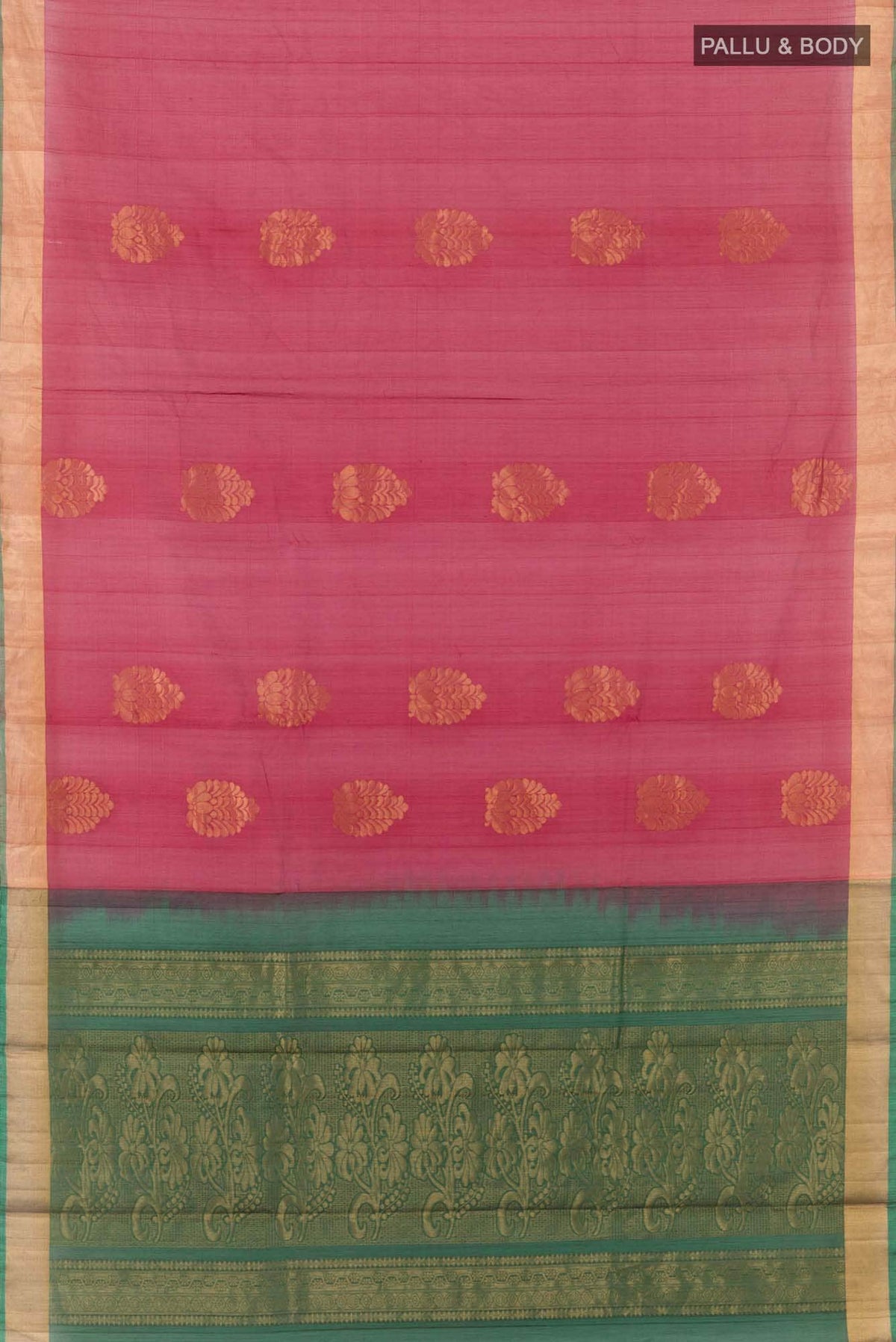 Maroon Blended Kora Cotton Saree