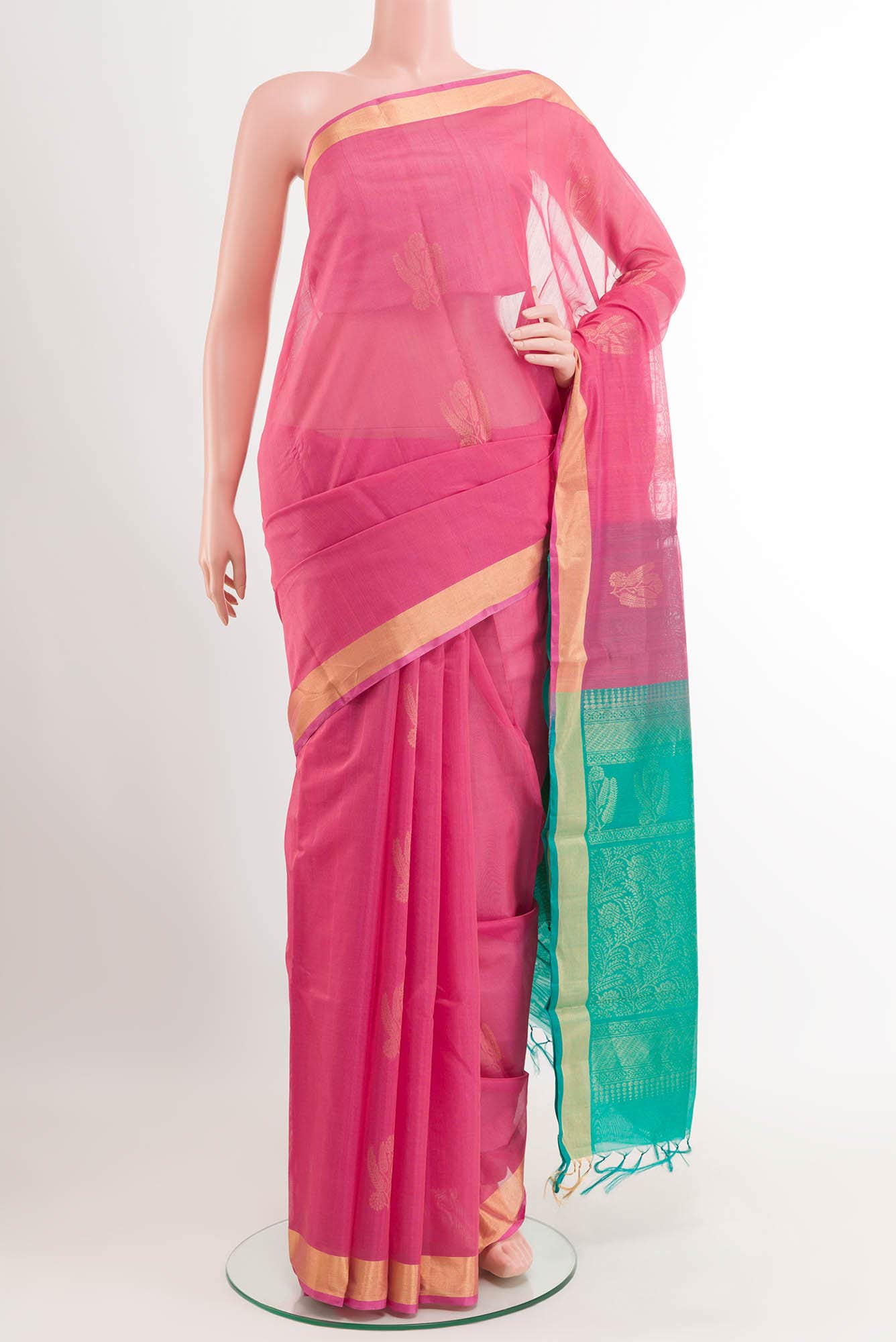 Pink Blended Kora Cotton Saree