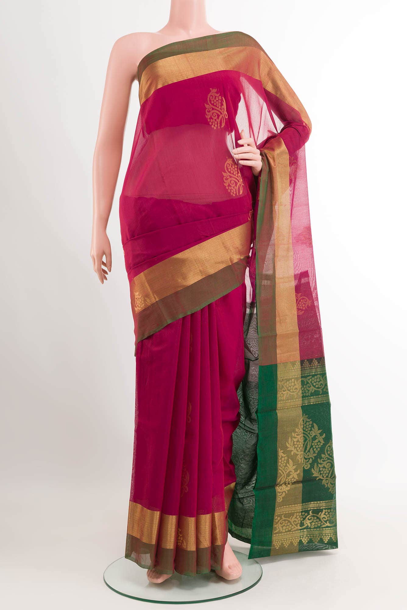 Purple Blended Kora Cotton Saree