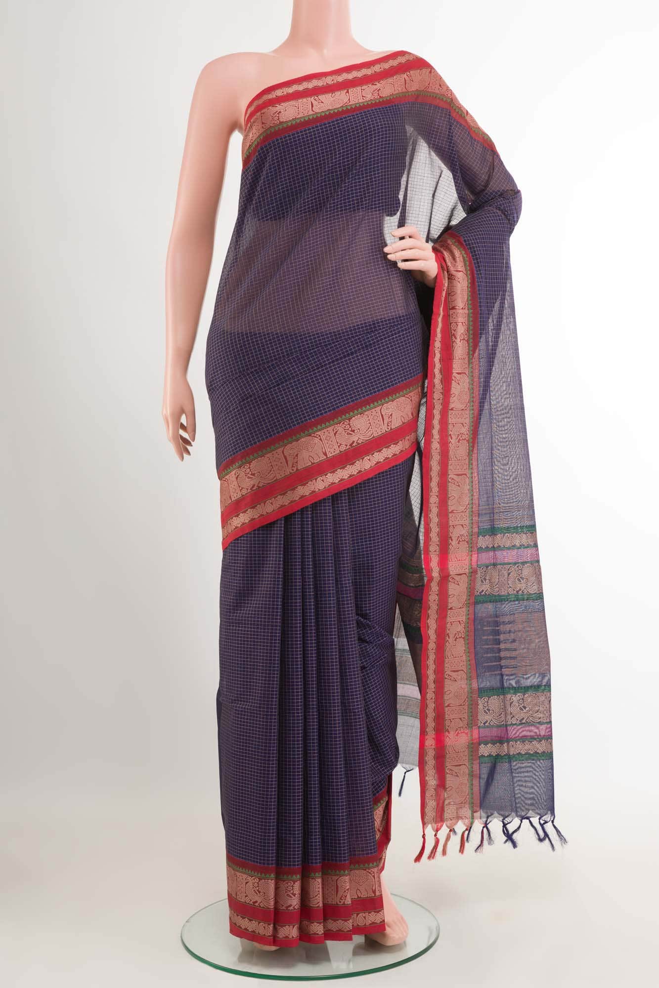 Dark Blue Coimbatore Cotton Saree
