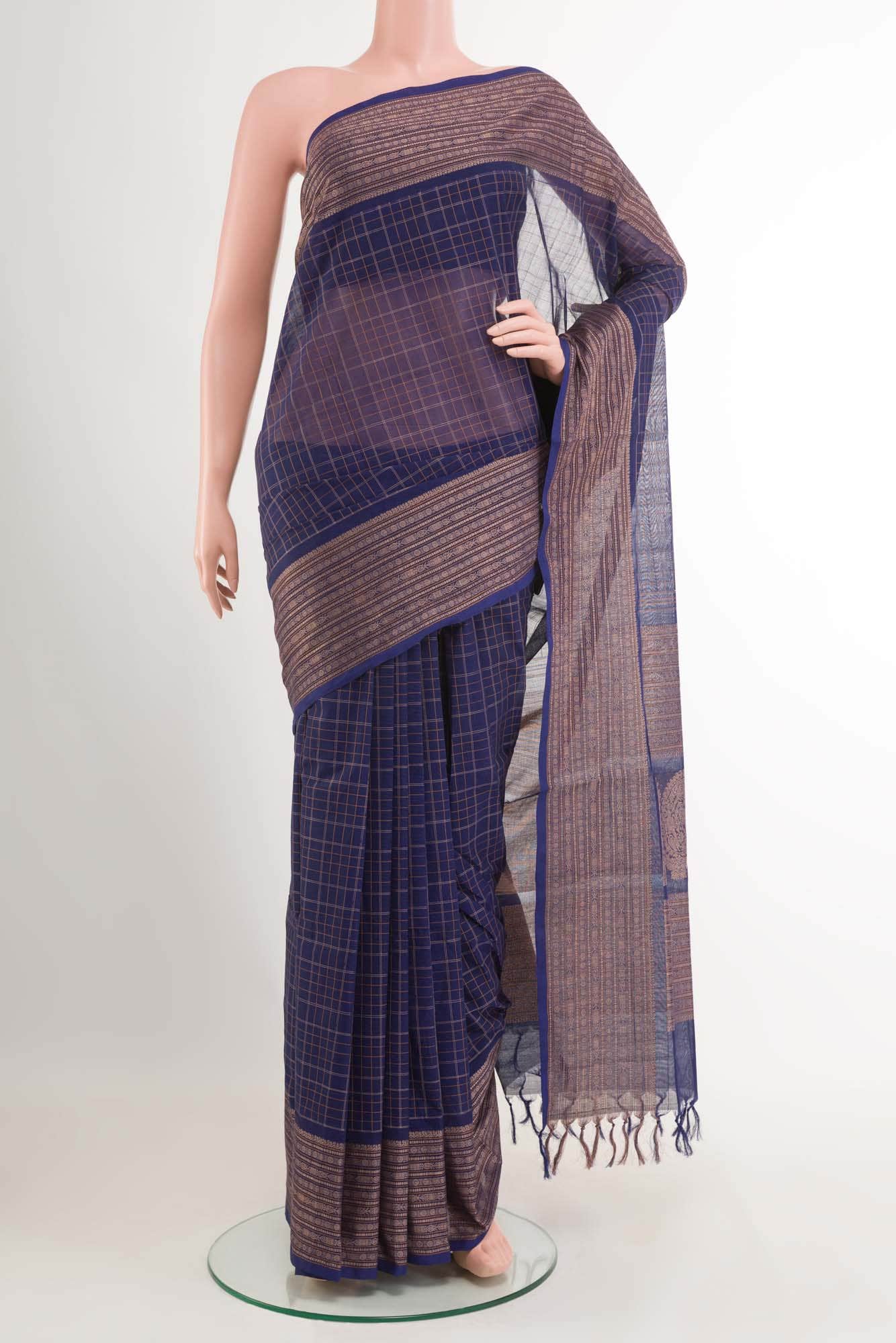 Dark Blue Coimbatore Cotton Saree