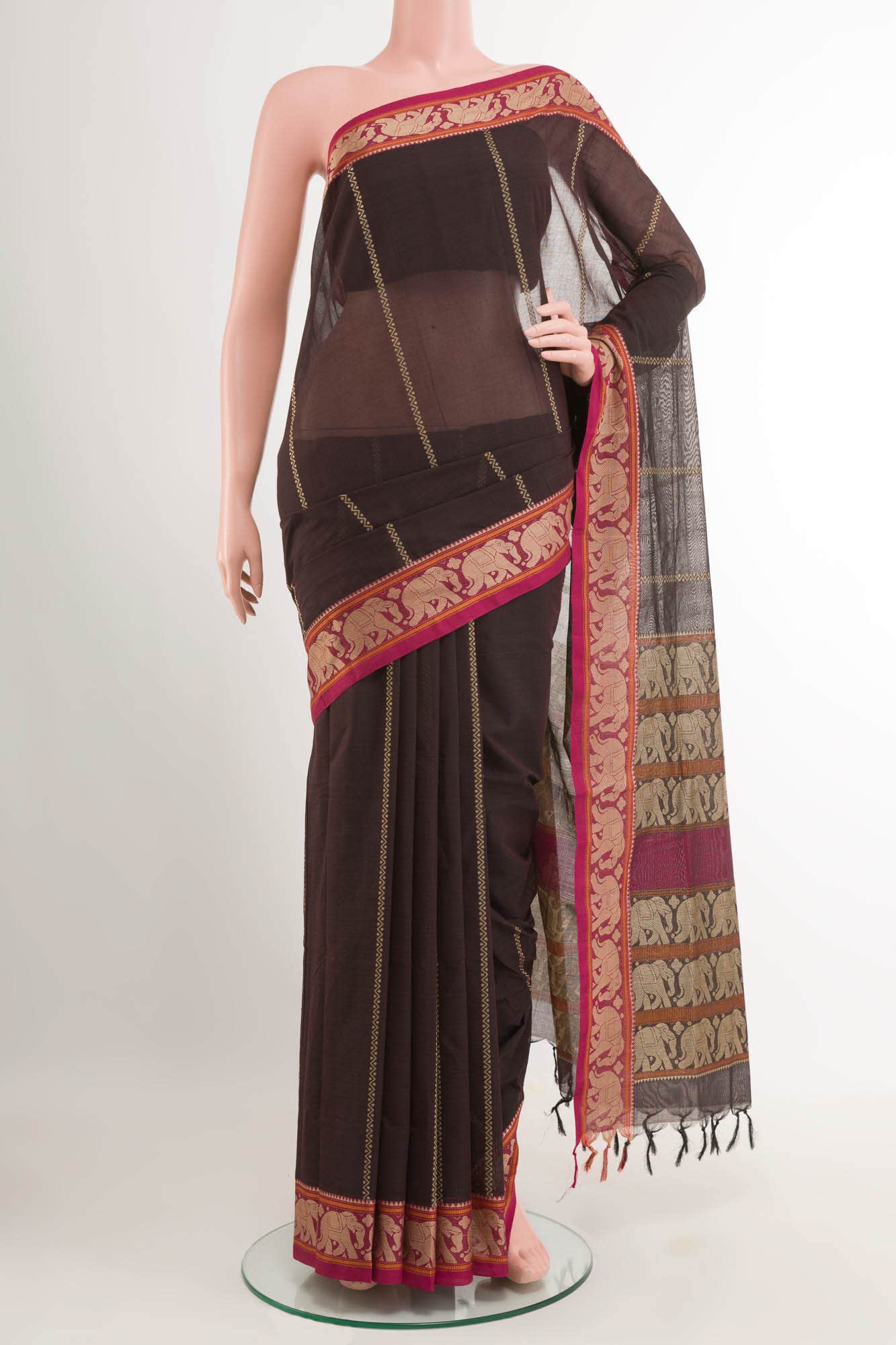 Black Coimbatore Cotton Saree