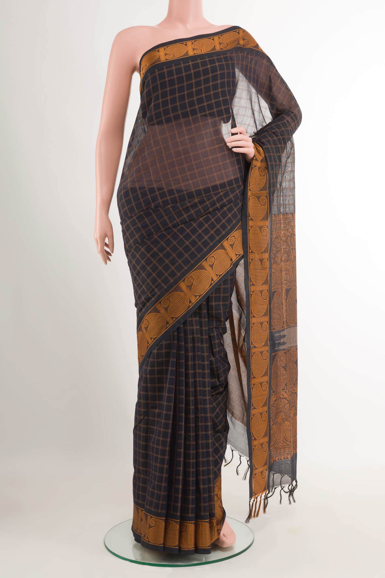 Black Coimbatore Cotton Saree