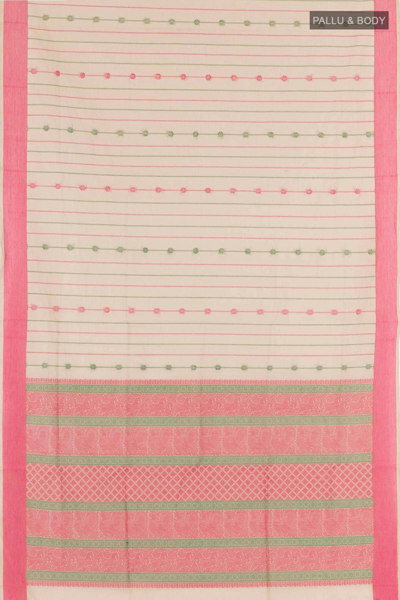 Beige Coimbatore Cotton Saree