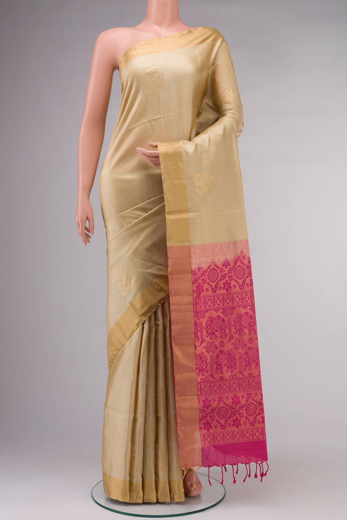 Beige Soft Silk Saree