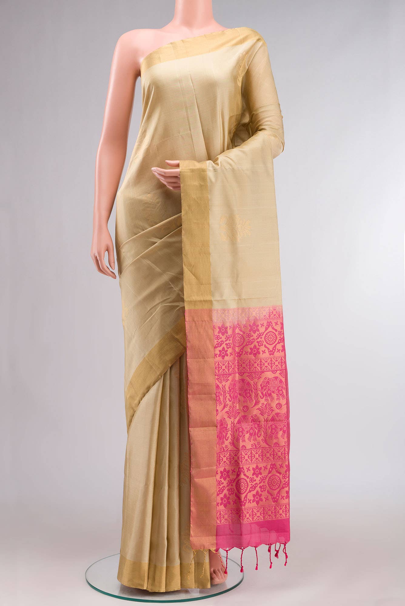 Beige Soft Silk Saree