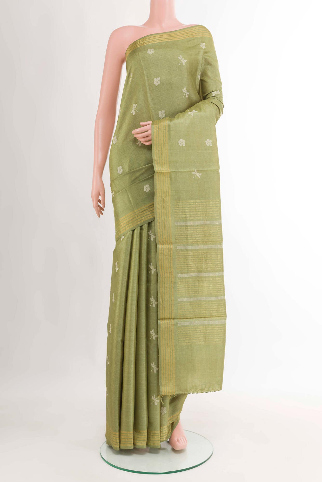 Light Green Tussar Saree