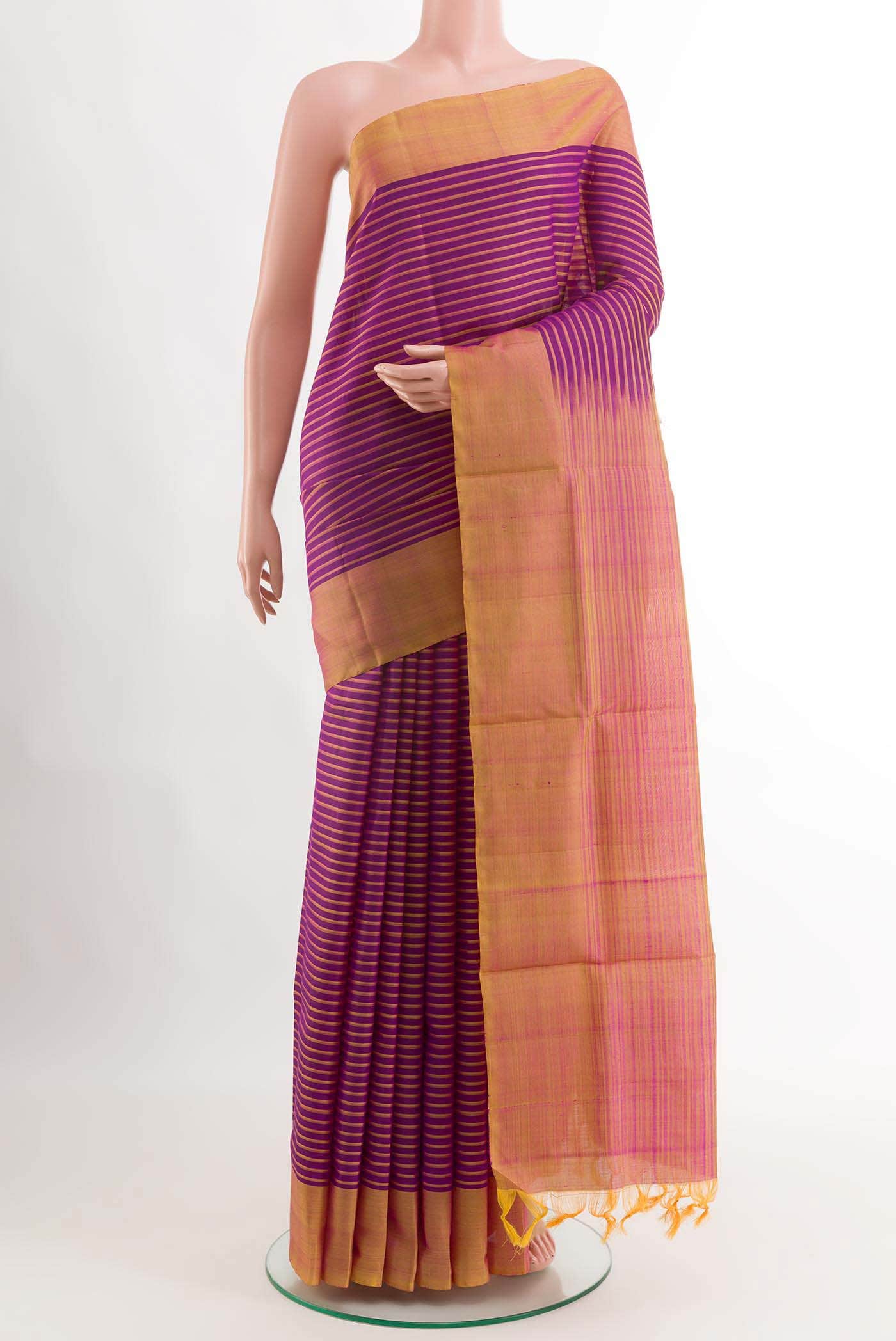 Purple Kanchipuram Silk Nine Yards Saree