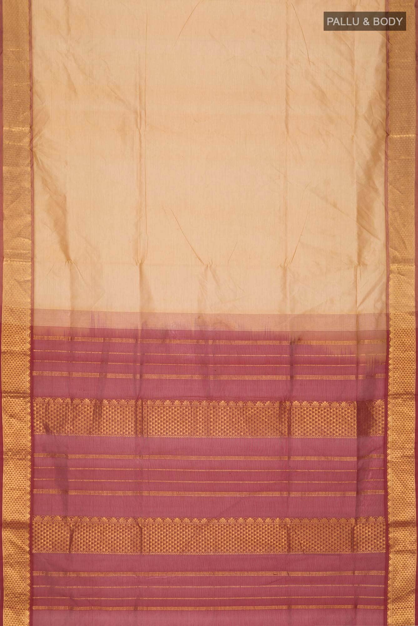 Beige Silk Cotton Saree