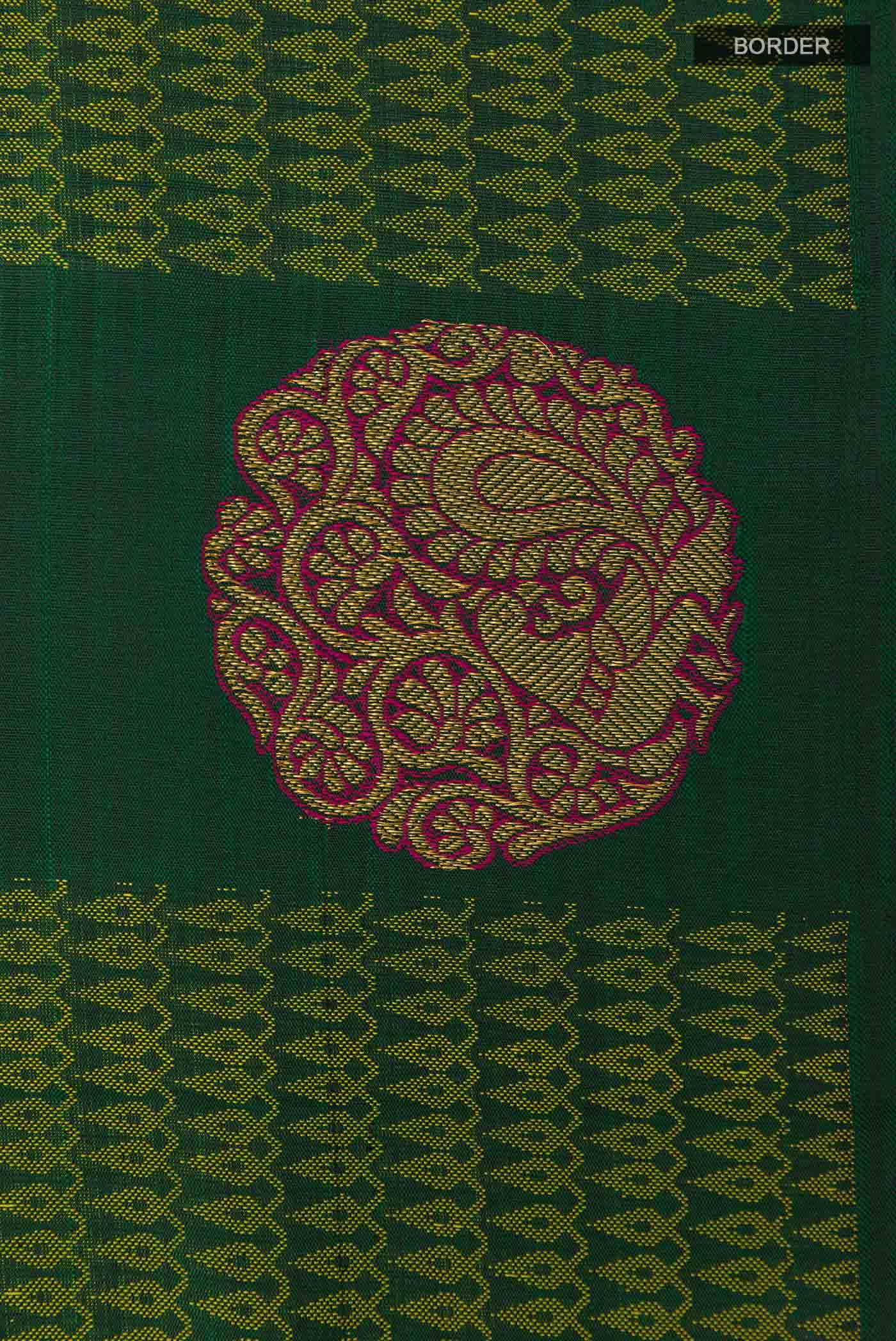 Bottle Green Kanchipuram Silk Saree