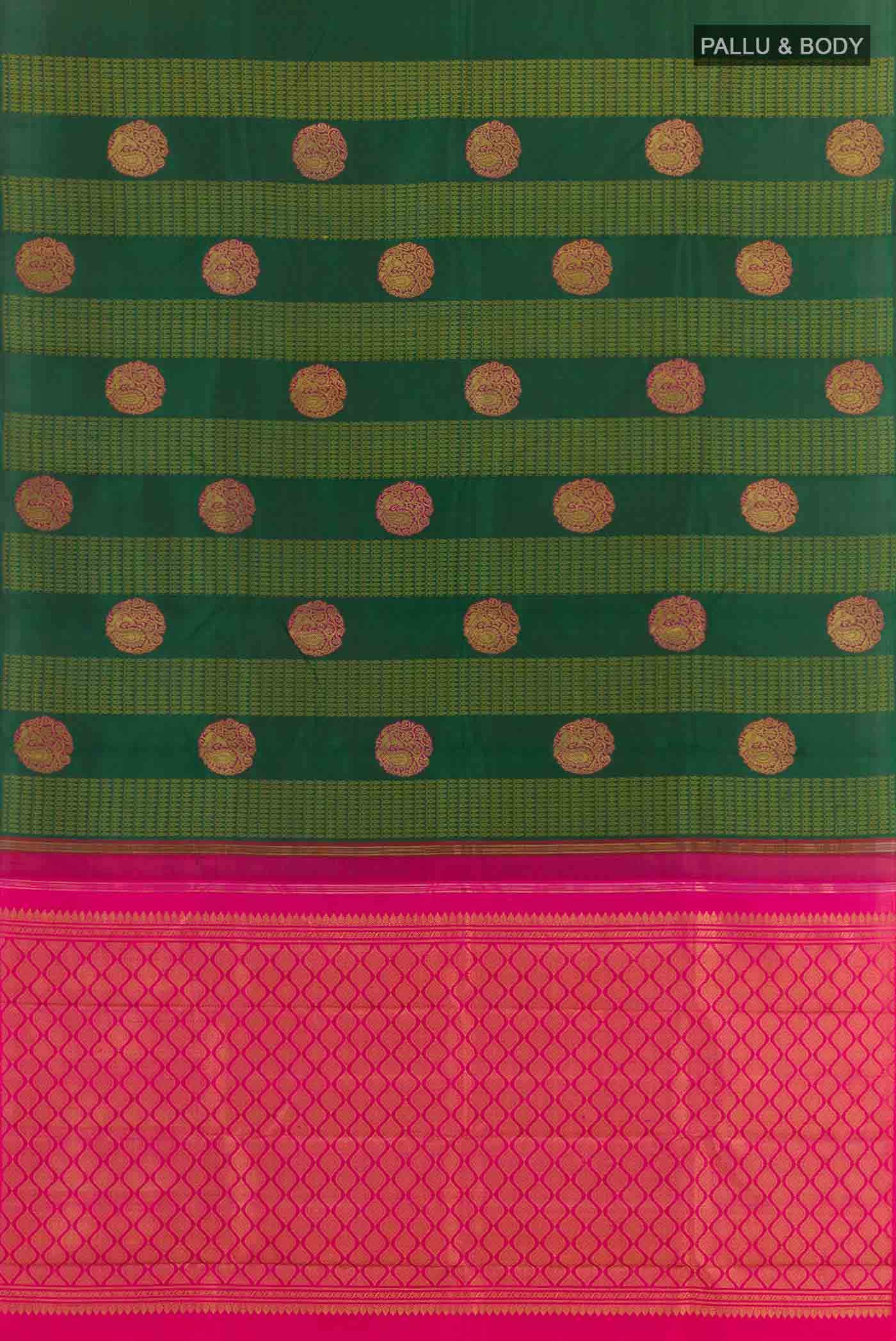 Bottle Green Kanchipuram Silk Saree