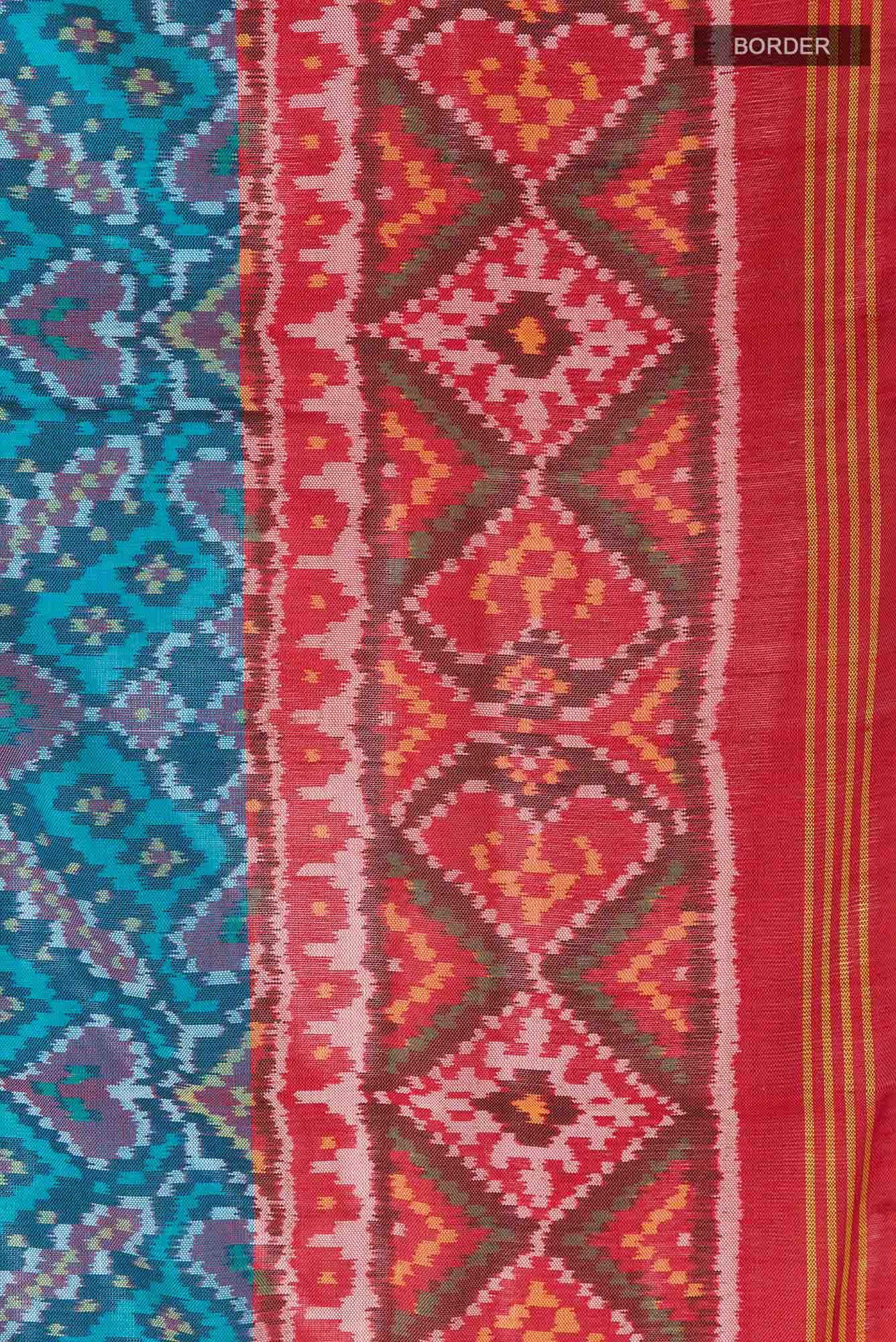 Sky Blue Rajkot Patola Silk Saree