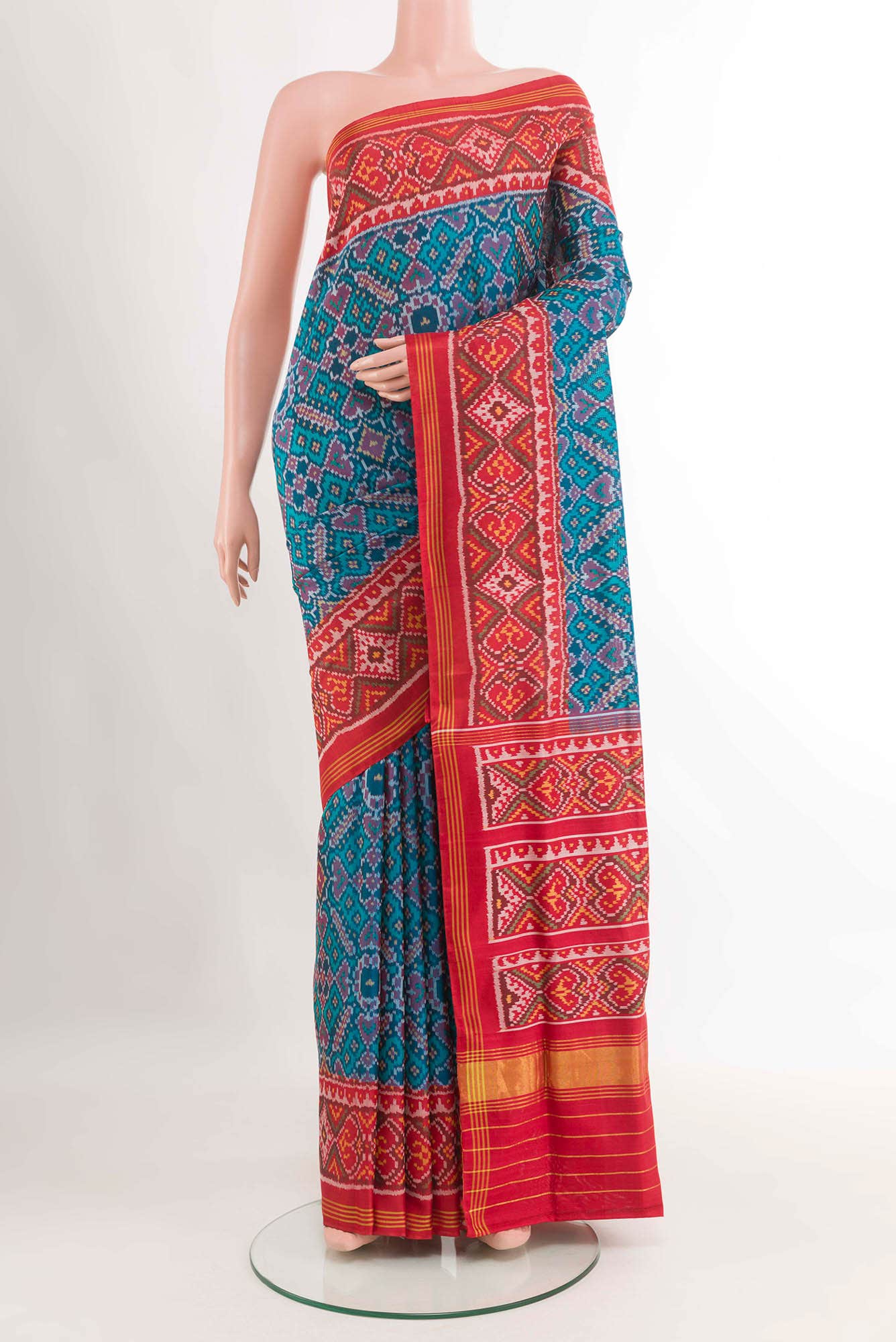 Sky Blue Rajkot Patola Silk Saree