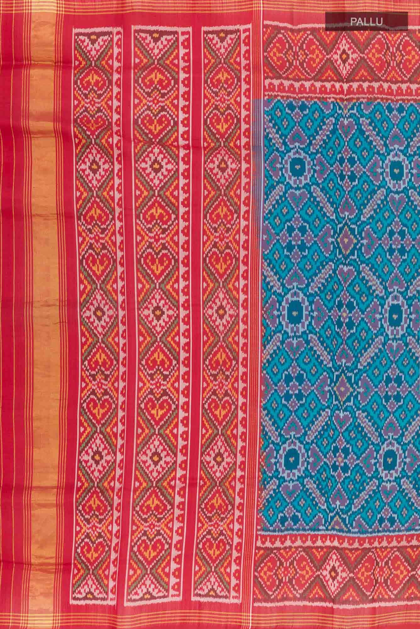 Sky Blue Rajkot Patola Silk Saree