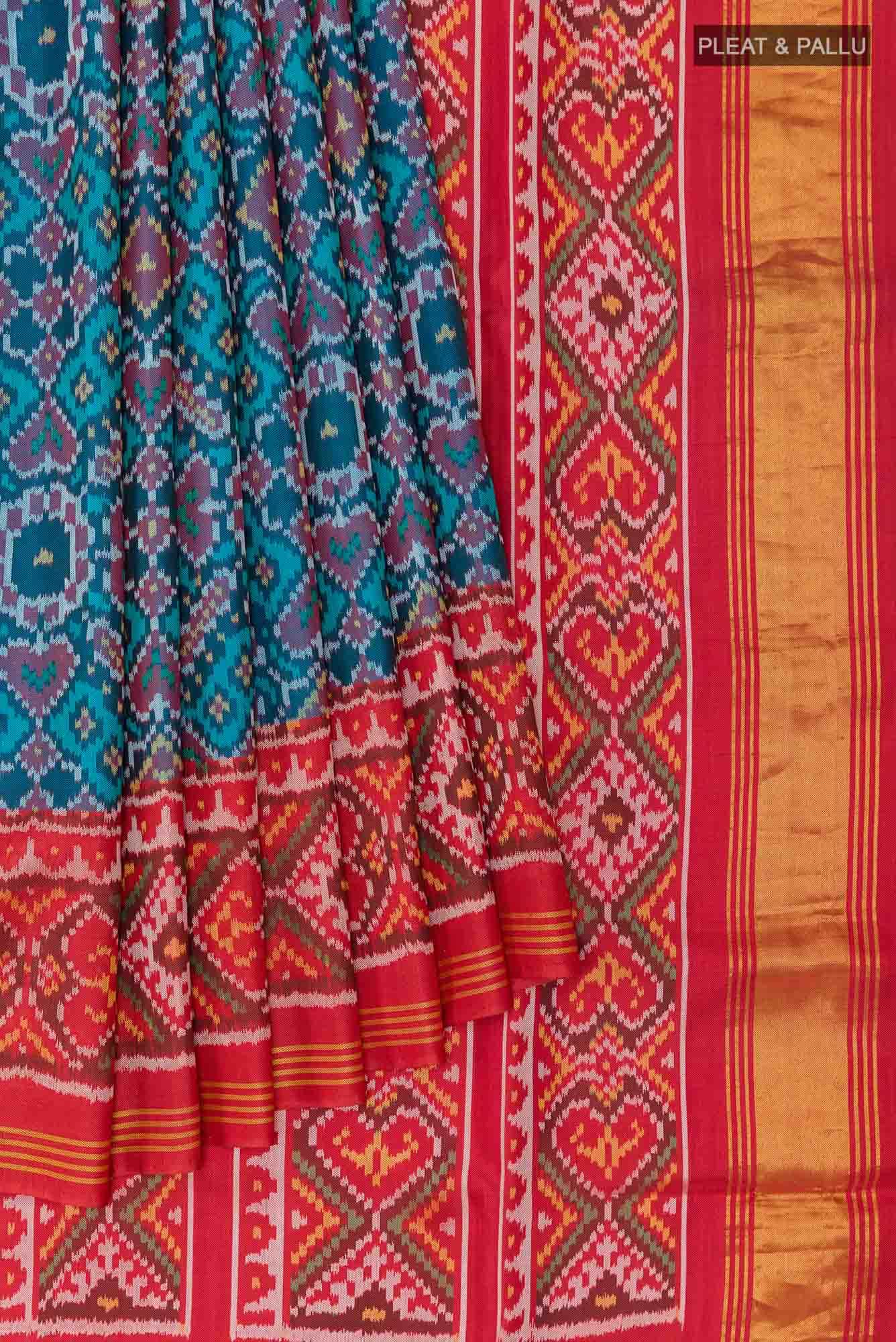 Sky Blue Rajkot Patola Silk Saree