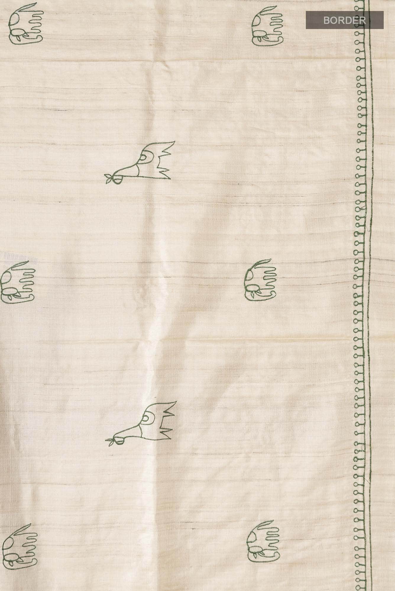Beige Bhagalpuri Tussar Silk Saree