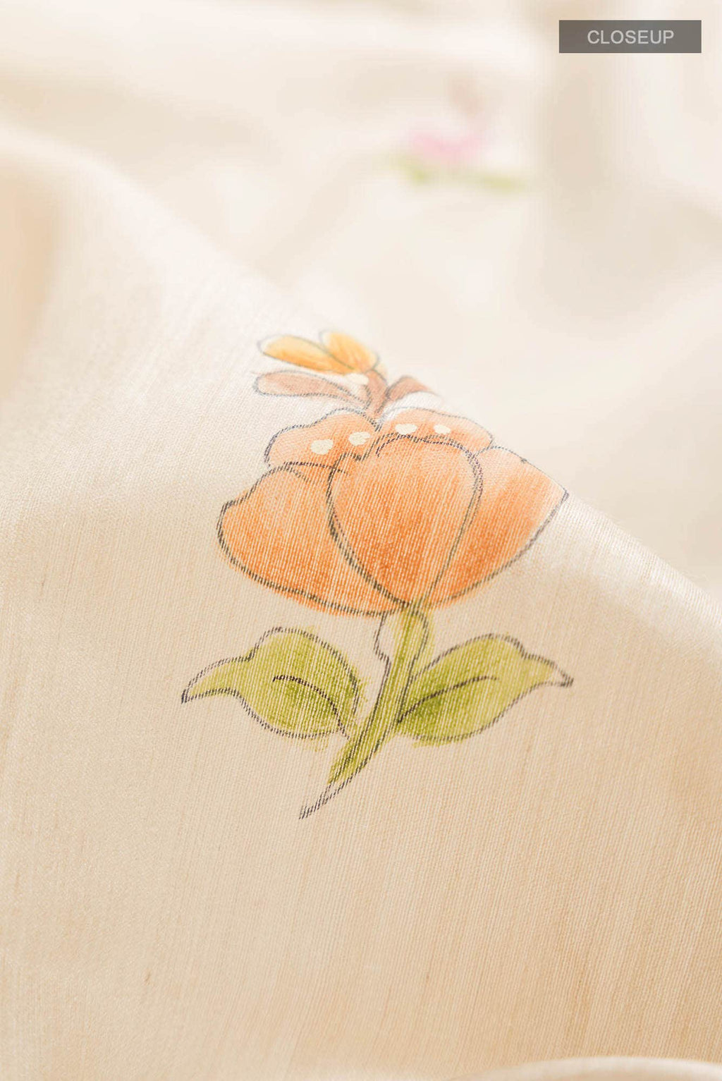 Cream Bhagalpuri Tussar Silk Saree