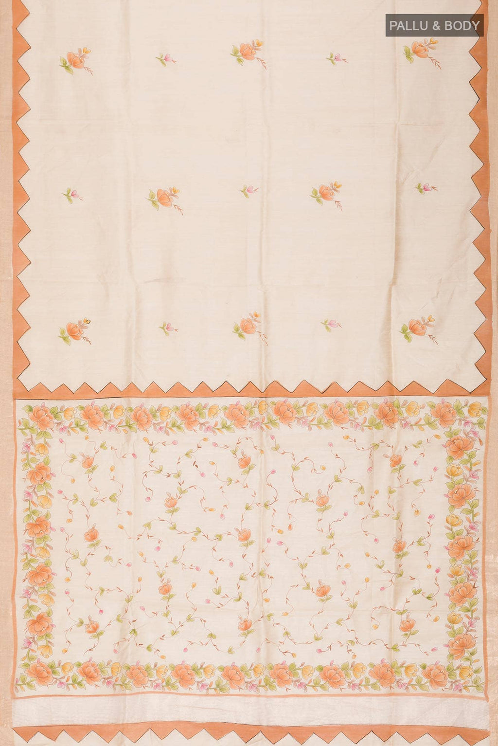 Cream Bhagalpuri Tussar Silk Saree