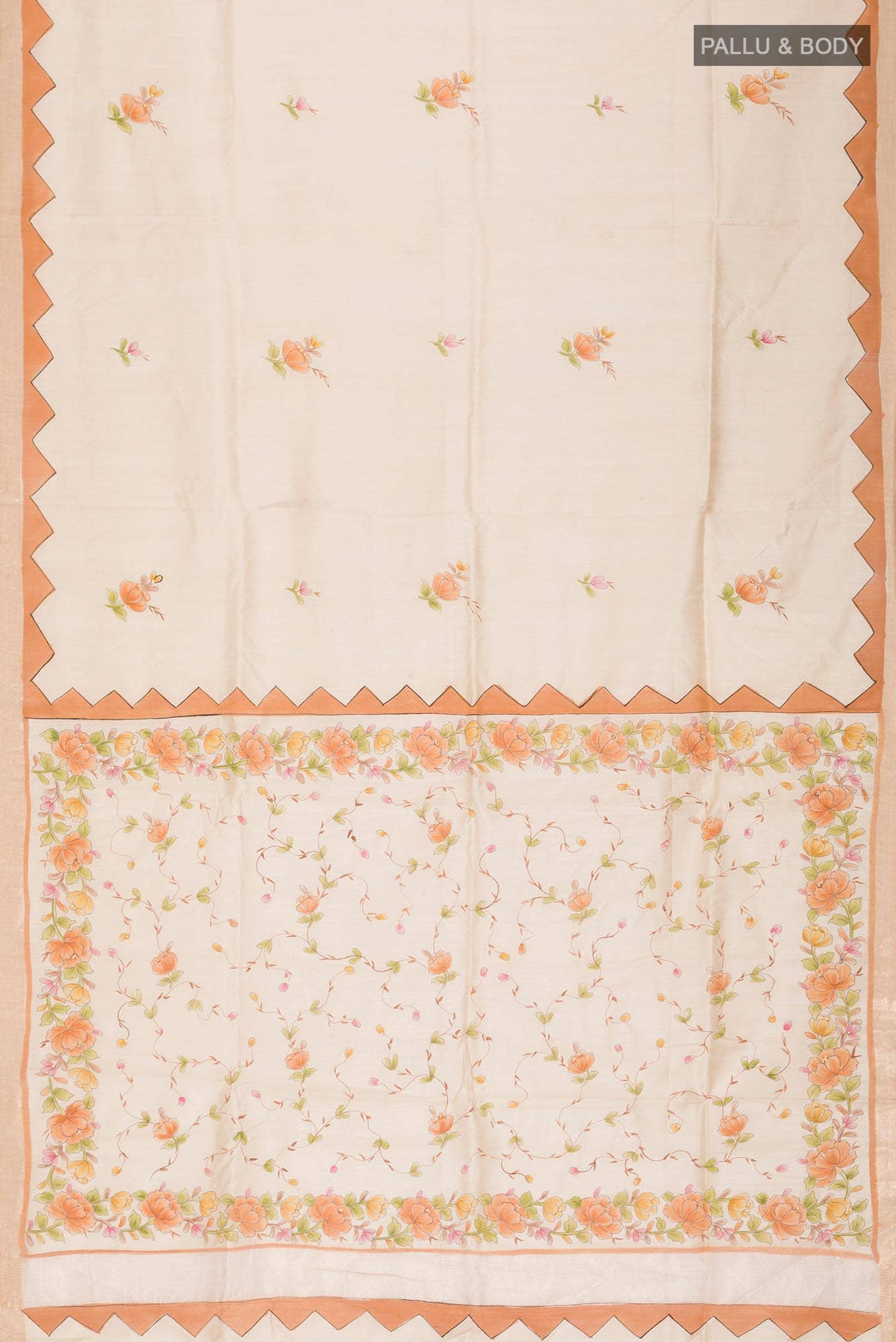 Cream Bhagalpuri Tussar Silk Saree