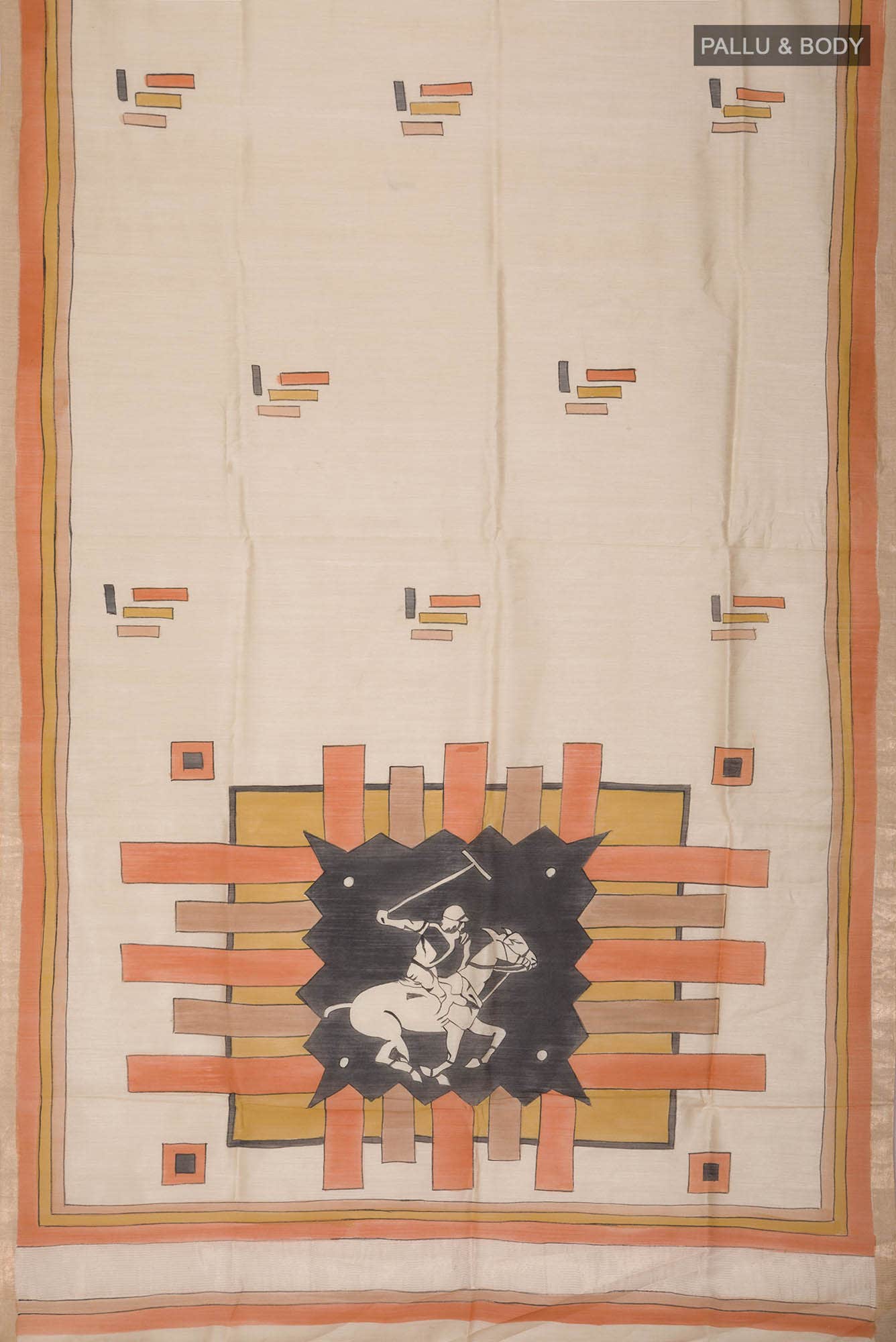 Cream Bhagalpuri Tussar Silk Saree