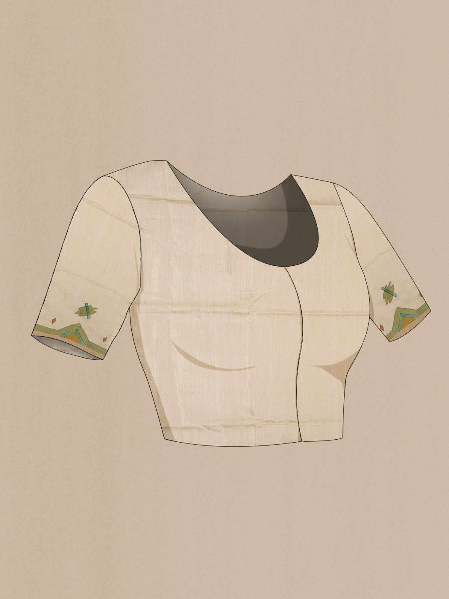 Cream Bhagalpuri Tussar Silk Saree