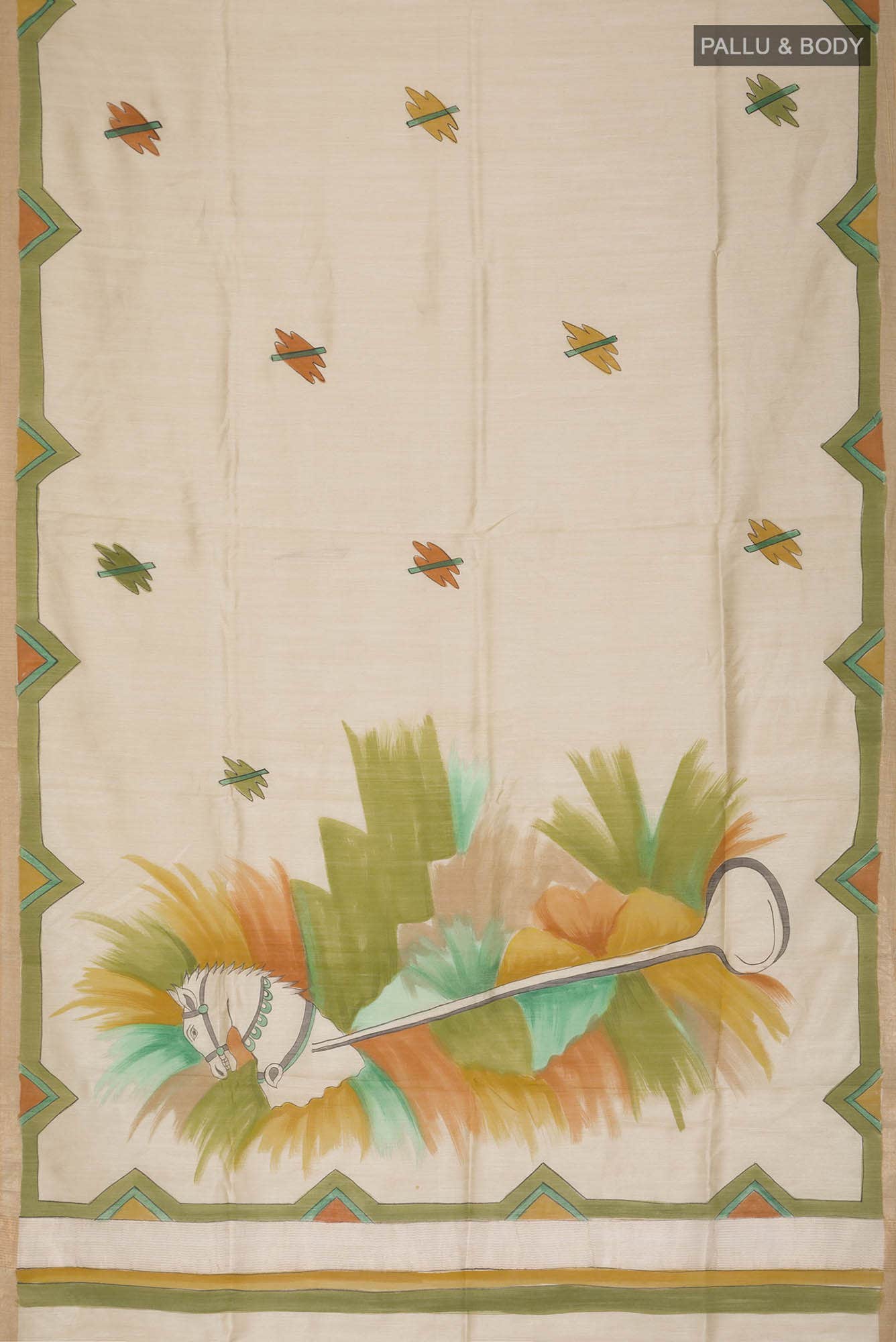 Cream Bhagalpuri Tussar Silk Saree