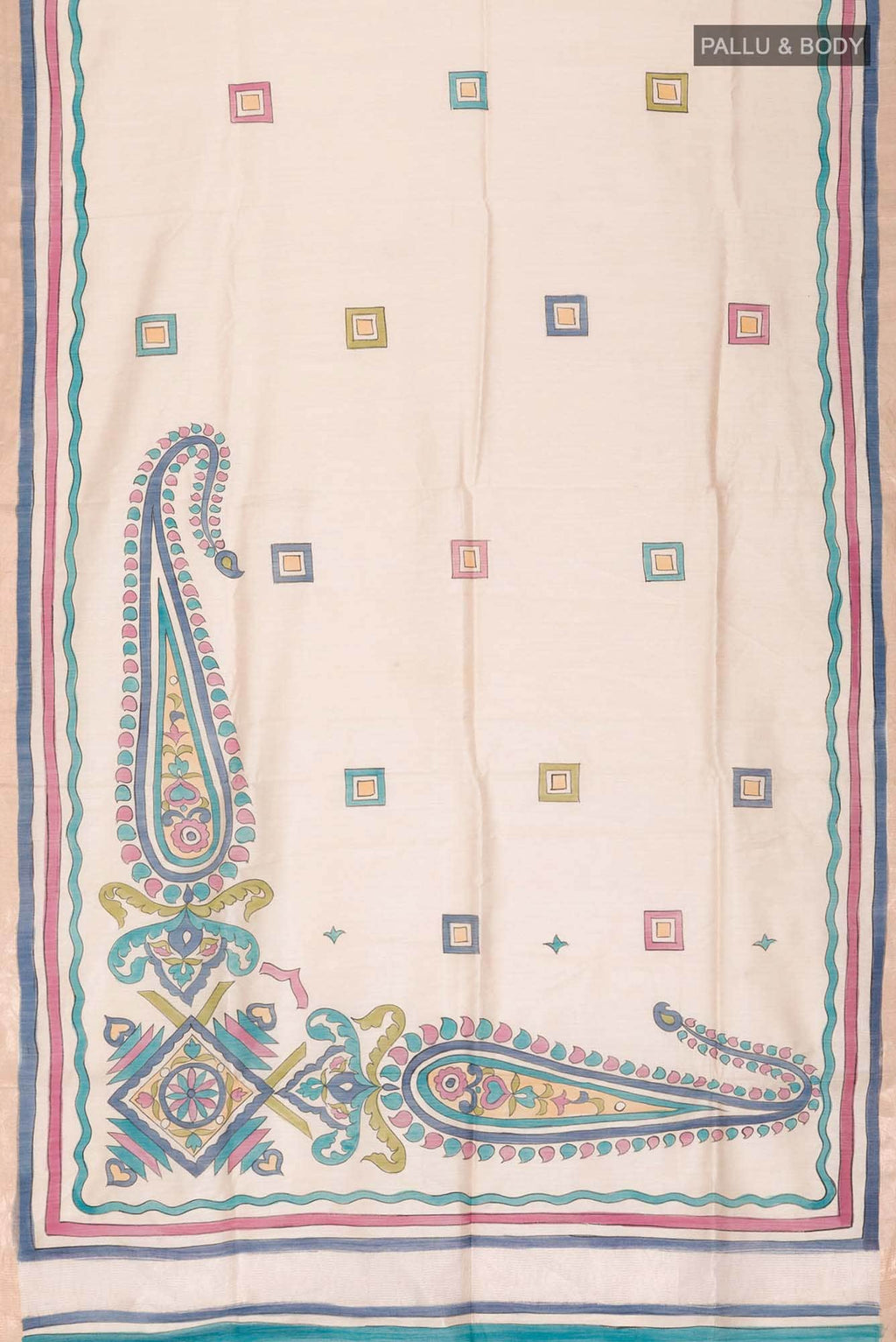 Cream Bhagalpuri Tussar Silk Saree