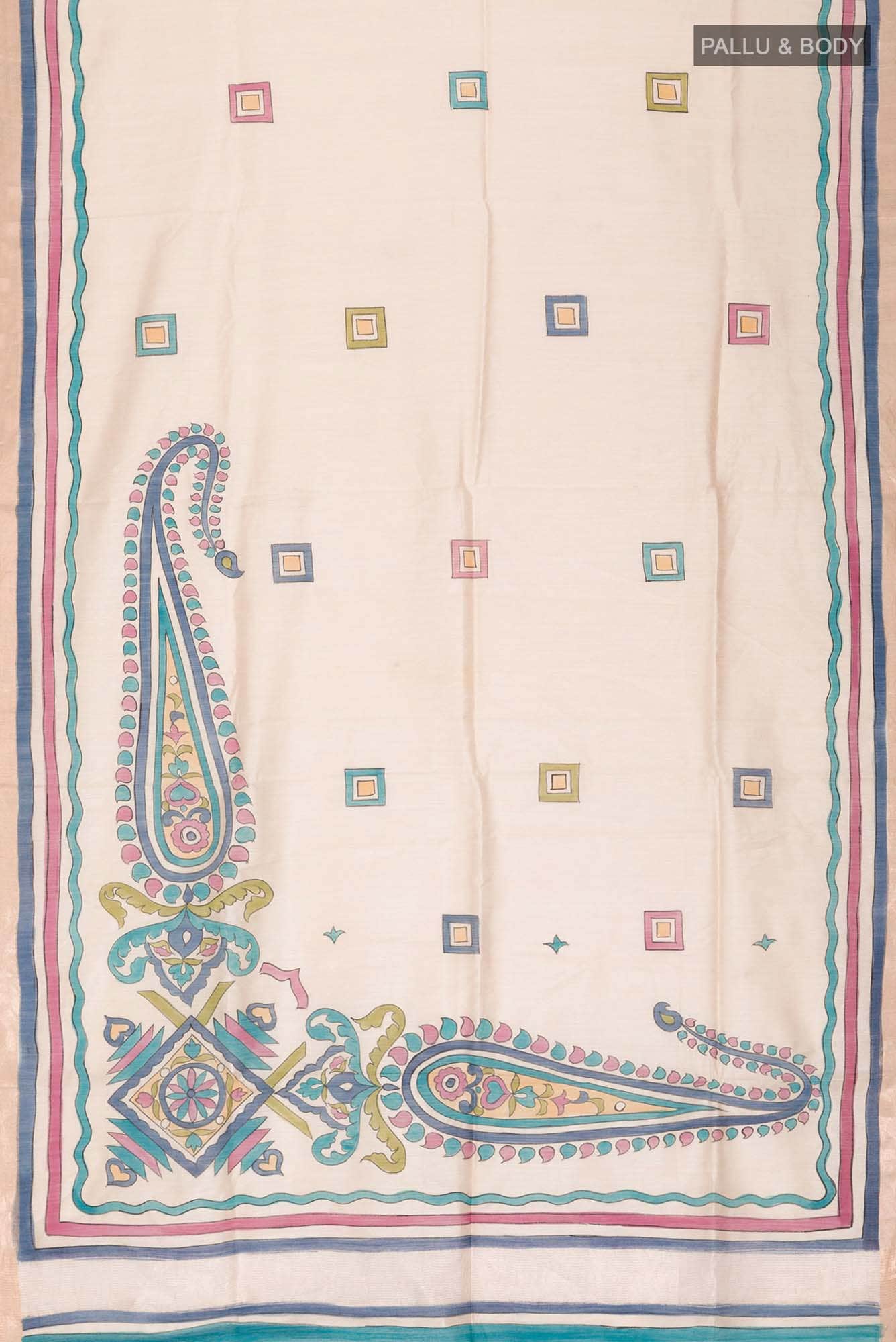 Cream Bhagalpuri Tussar Silk Saree