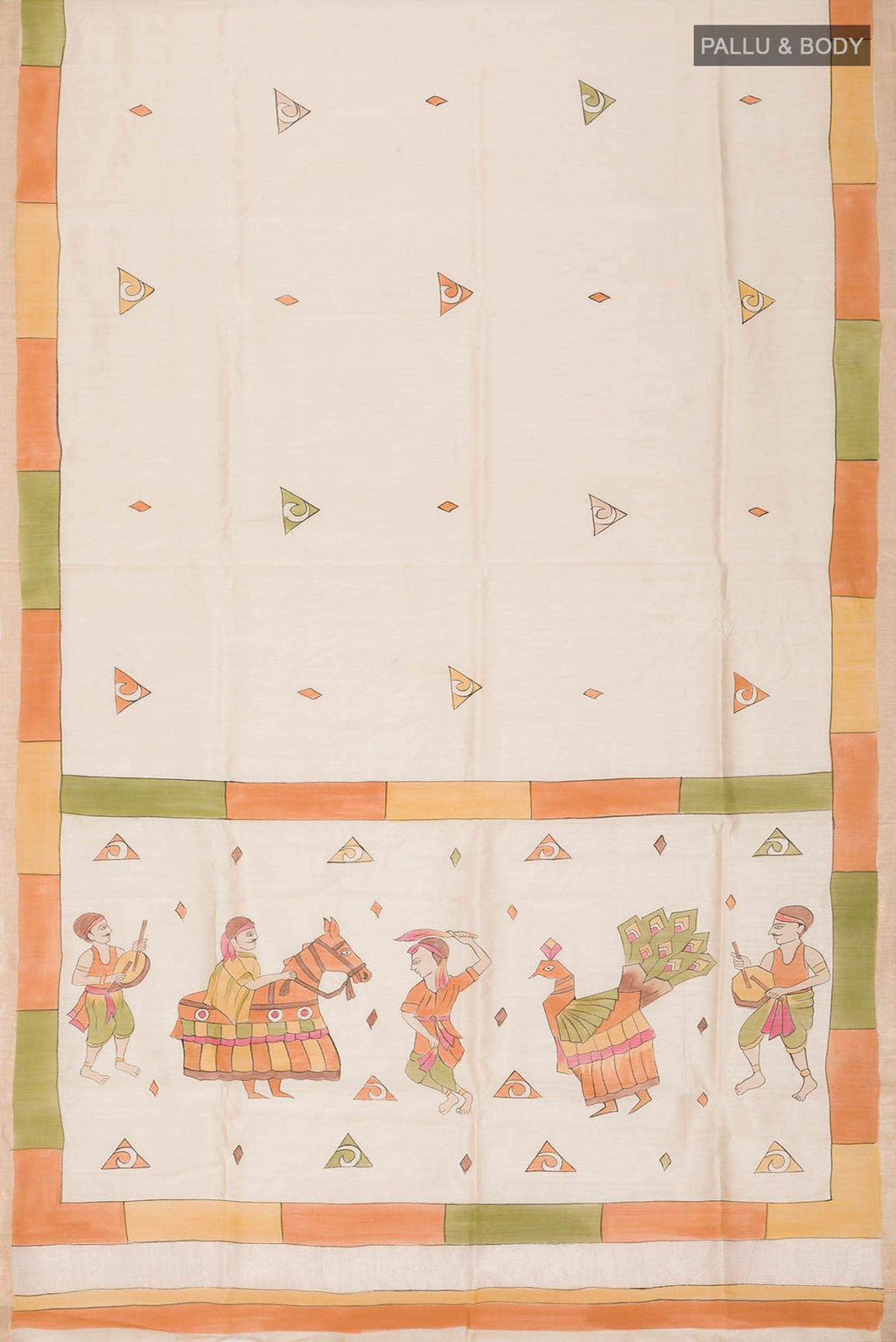 Beige Bhagalpuri Tussar Silk Saree